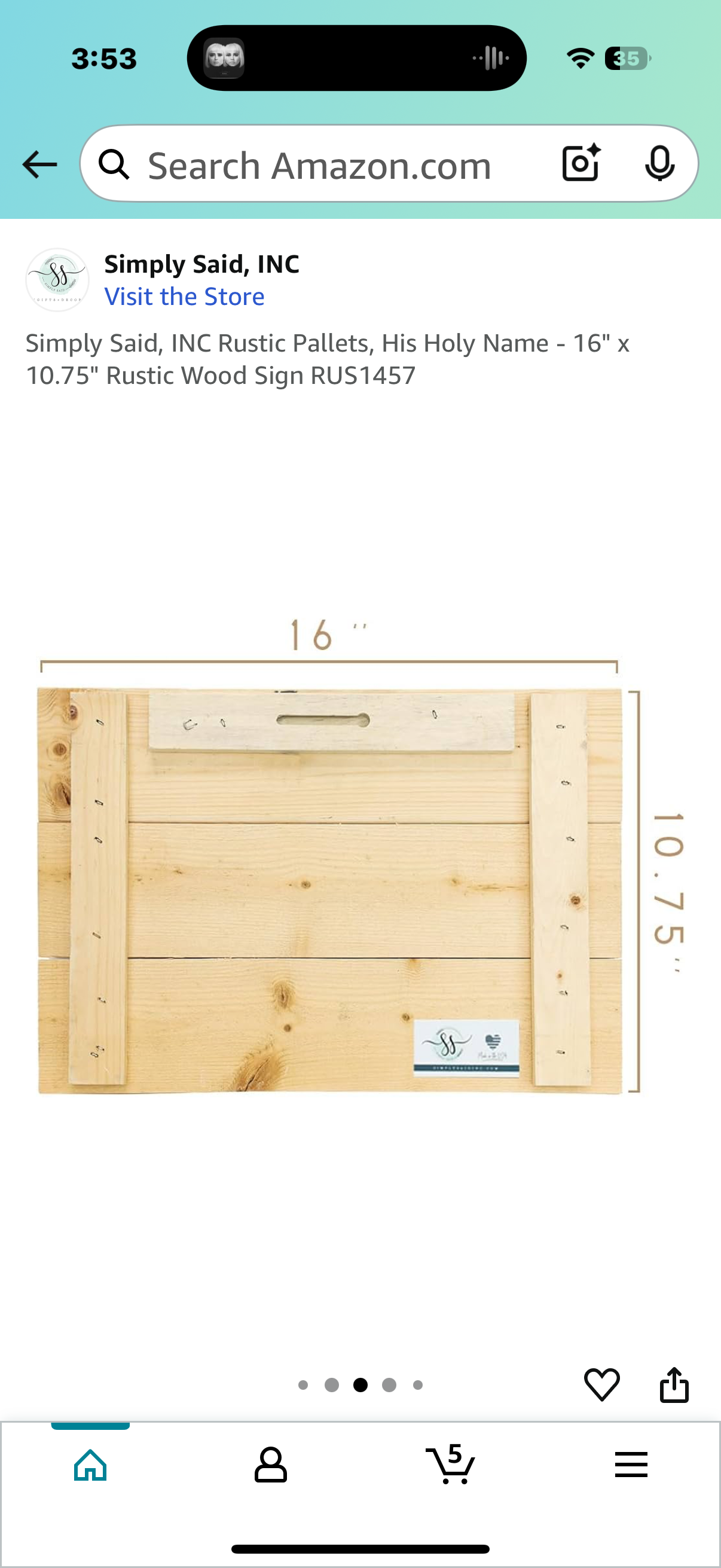 Simply Said, INC Rustic Pallets, His Holy Name - 16" x 10.75" Rustic Wood Sign RUS1457
