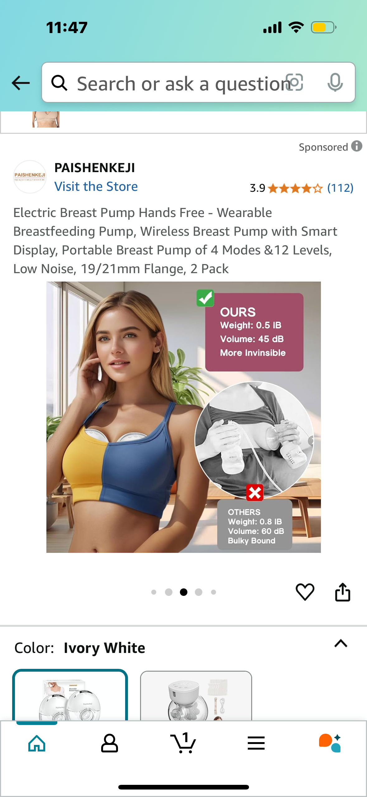 Electric Breast Pump Hands Free - Wearable Breastfeeding Pump, Wireless Breast Pump with Smart Display, Portable Breast Pump of 4 Modes &12 Levels, Low Noise, 19/21mm Flange, 2 Pack