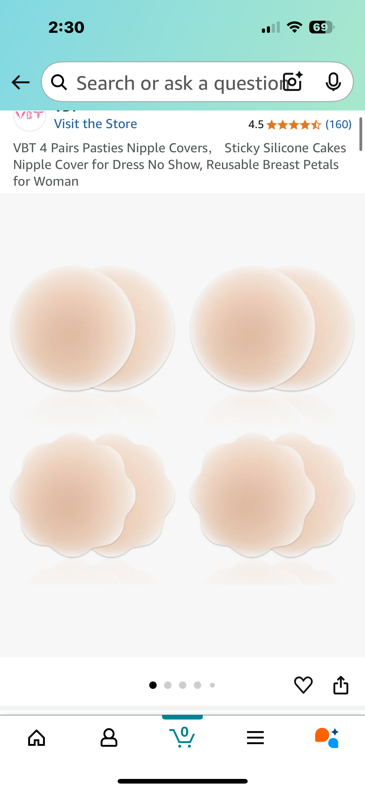 VBT 4 Pairs Pasties Nipple Covers, Sticky Silicone Cakes Nipple Cover for Dress No Show, Reusable Breast Petals for Woman