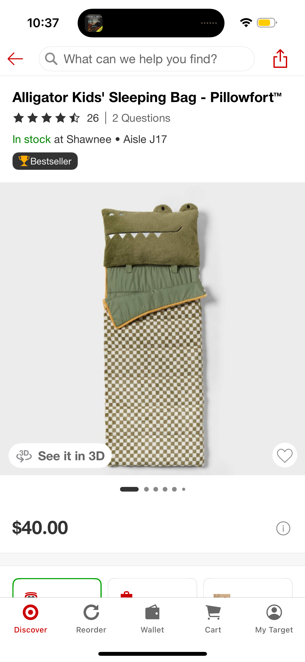 Alligator Kids' Sleeping Bag - Pillowfort™