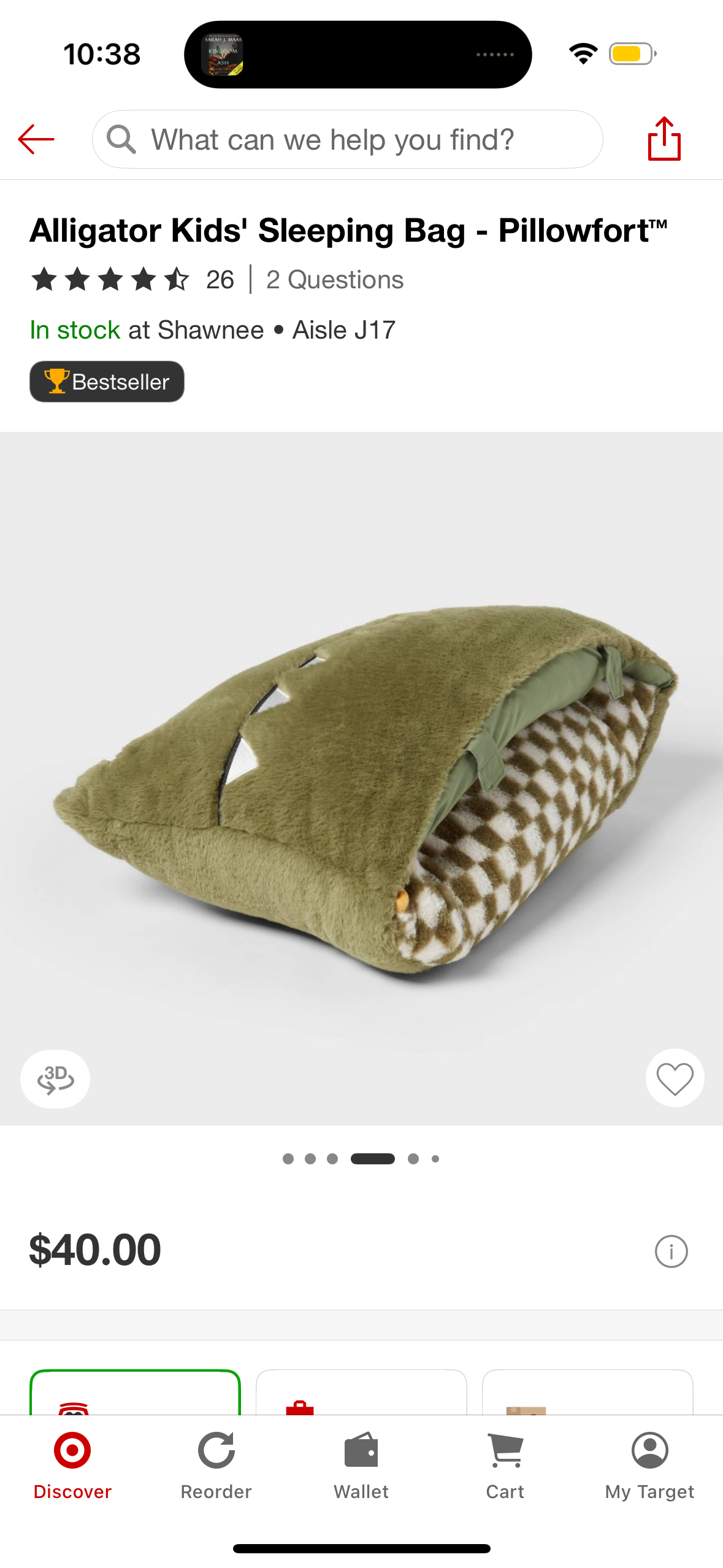 Alligator Kids' Sleeping Bag - Pillowfort™