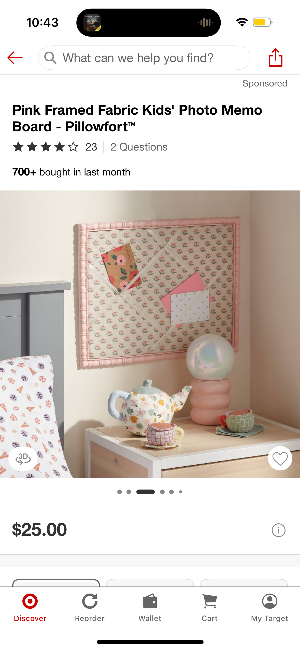 Pink Framed Fabric Kids' Photo Memo Board - Pillowfort™