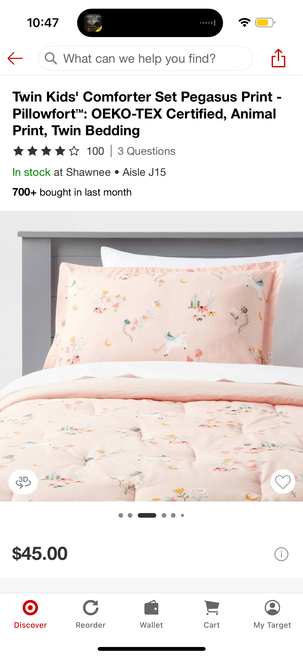 Twin Kids' Comforter Set Pegasus Print - Pillowfort™: OEKO-TEX Certified, Animal Print, Twin Bedding