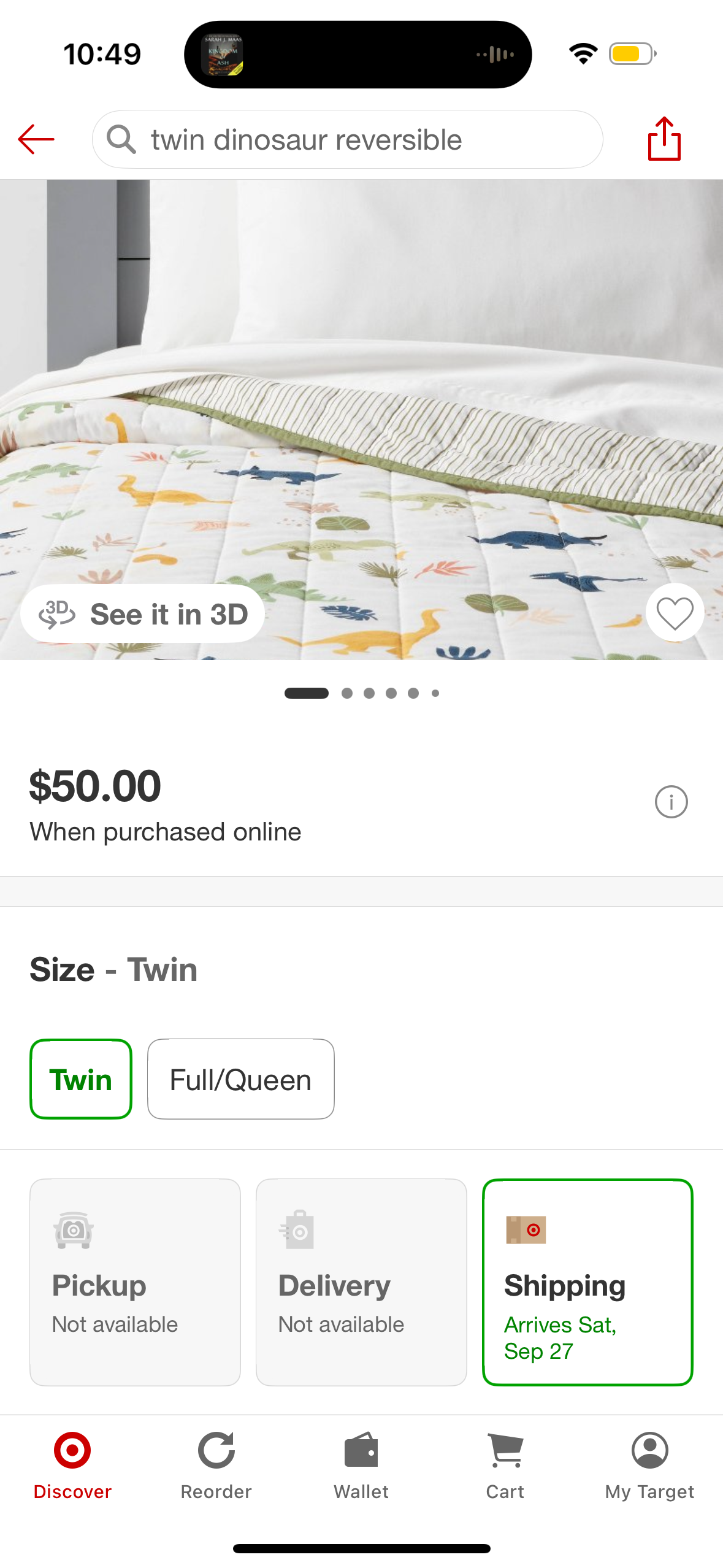 Twin Dinosaur Reversible Kids' Quilt - Pillowfort™: Boys Bedding, Twin Size, Green, OEKO-TEX Certified