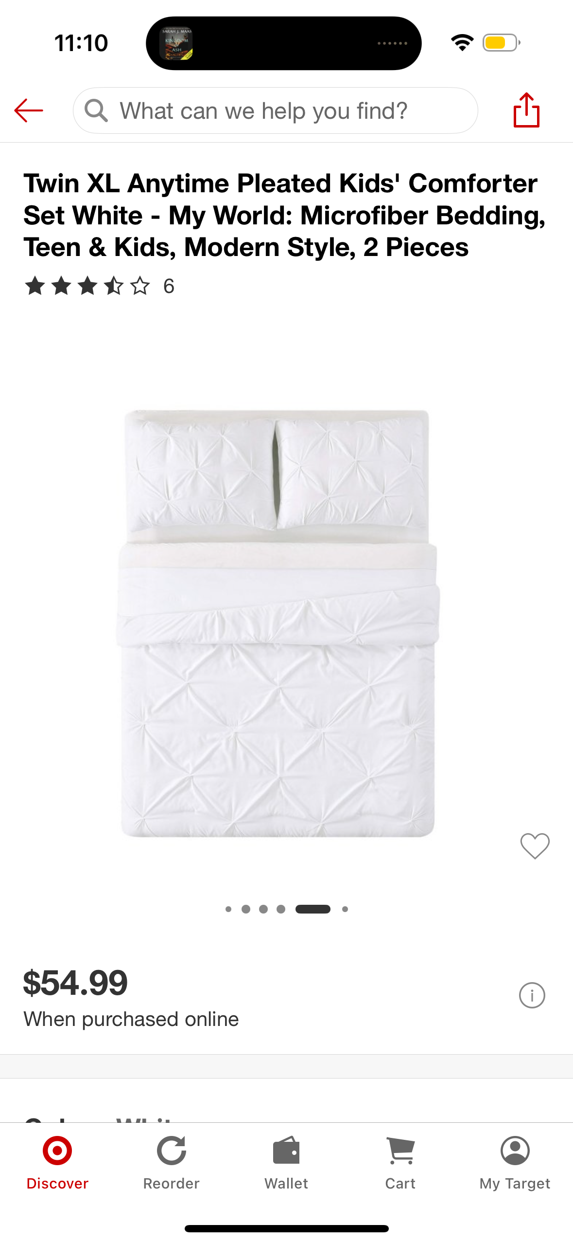 Twin XL Anytime Pleated Kids' Comforter Set White - My World: Microfiber Bedding, Teen & Kids, Modern Style, 2 Pieces