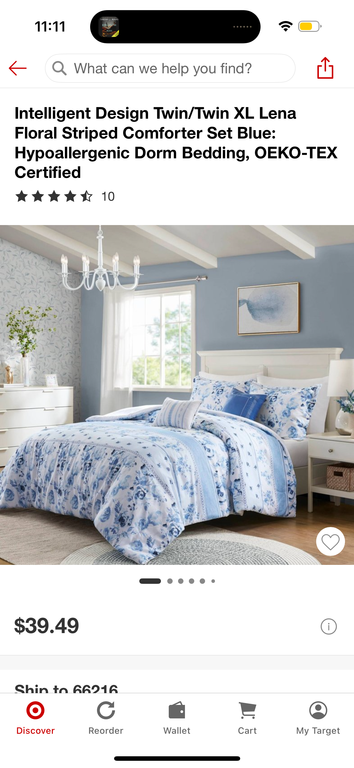 Intelligent Design Twin/Twin XL Lena Floral Striped Comforter Set Blue: Hypoallergenic Dorm Bedding, OEKO-TEX Certified