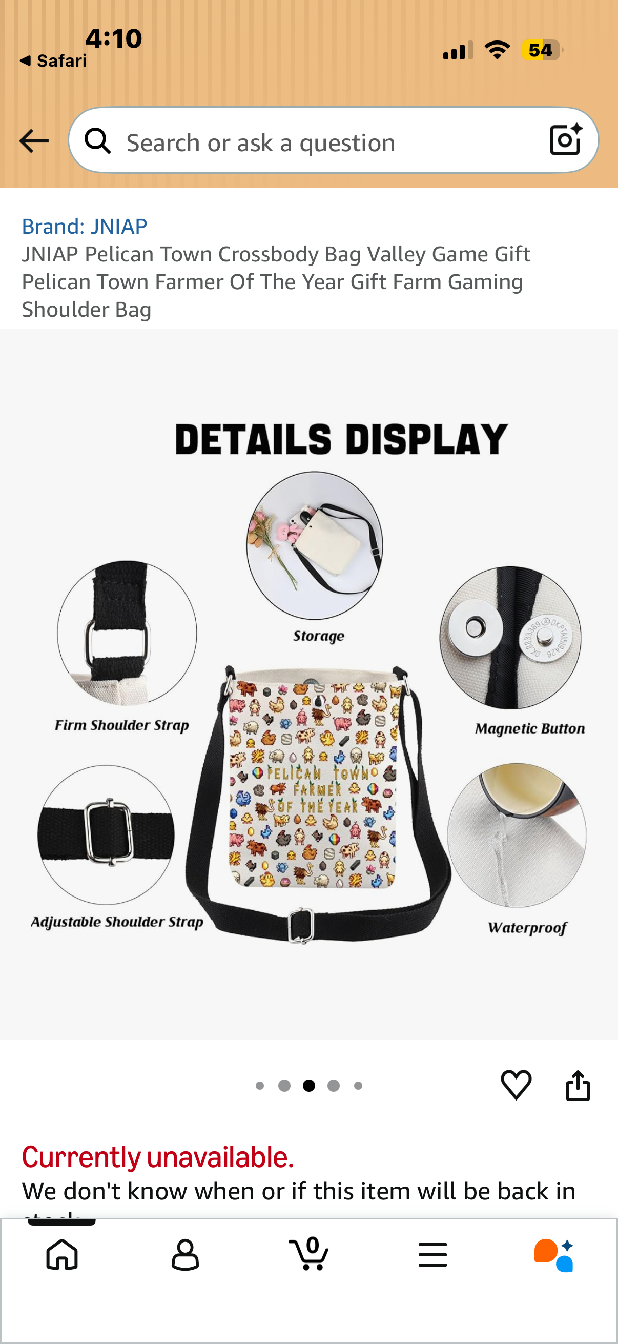 JNIAP Pelican Town Crossbody Bag Valley Game Gift Pelican Town Farmer Of The Year Gift Farm Gaming Shoulder Bag (THE YEAR Crossbody)