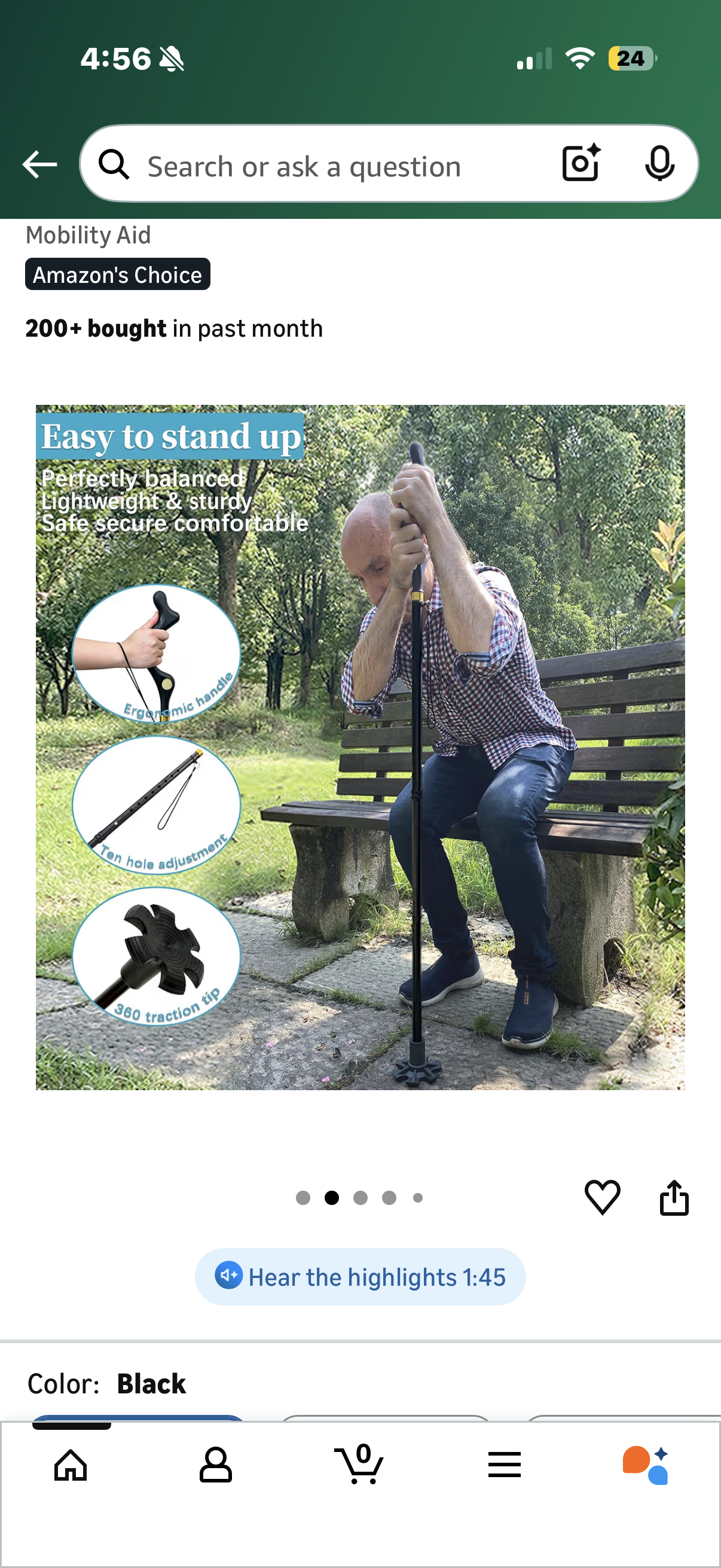 Walking Cane Foldable for Men & Women Seniors for Balance,Self Standing Folding Cane,Height Adjustable Anti-Slip Lightweight Alloy Walking Stick Collapsable for Travel Mobility Aid