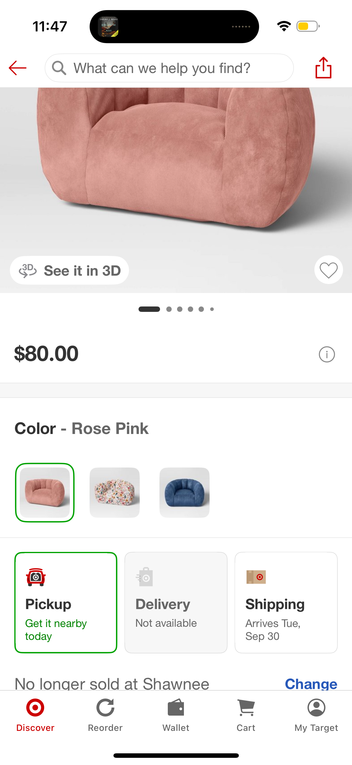 Solid Corduroy Club Kids' Chair Rose Pink - Pillowfort™: Bean Bag Toddler Seat, Indoor Upholstered Chair