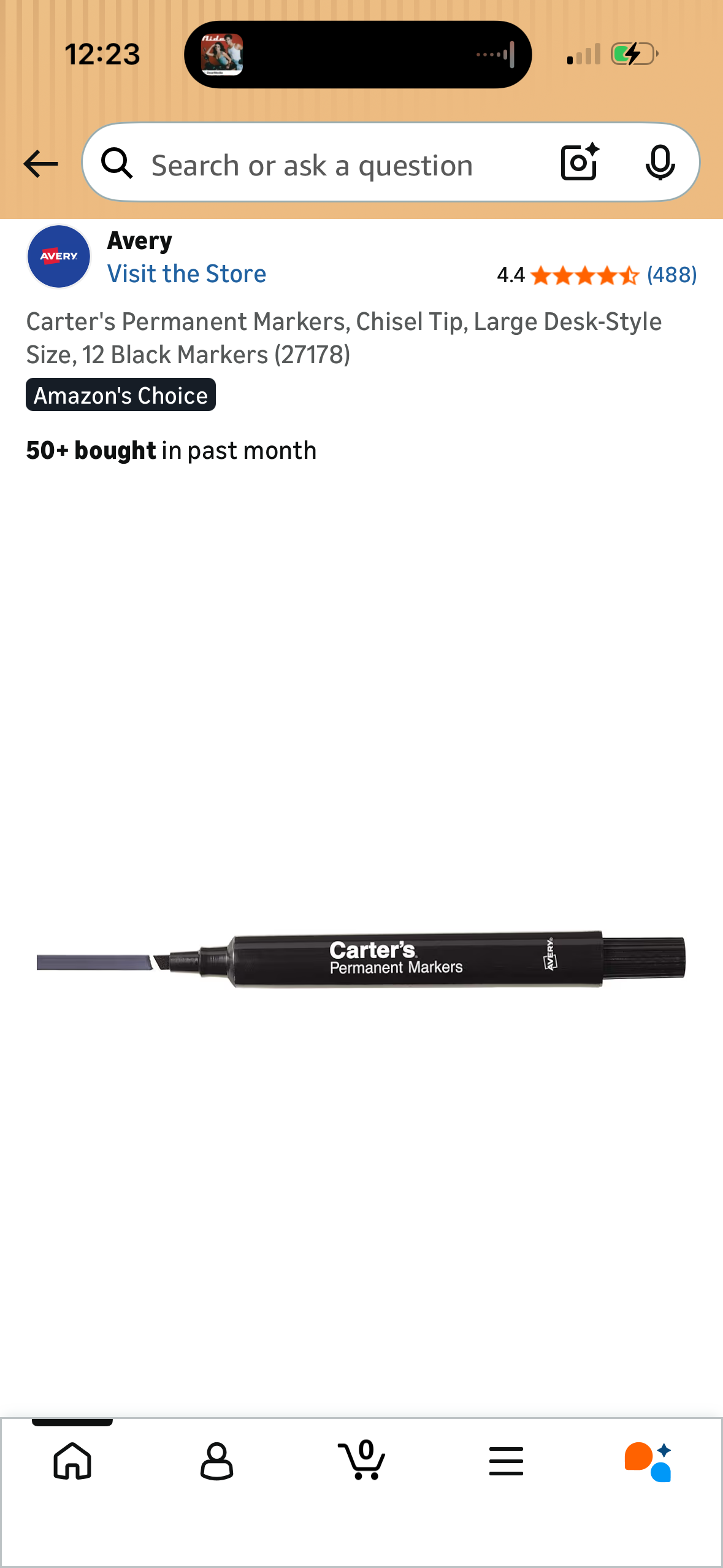 Carter's Permanent Markers, Chisel Tip, Large Desk-Style Size, 12 Black Markers (27178)