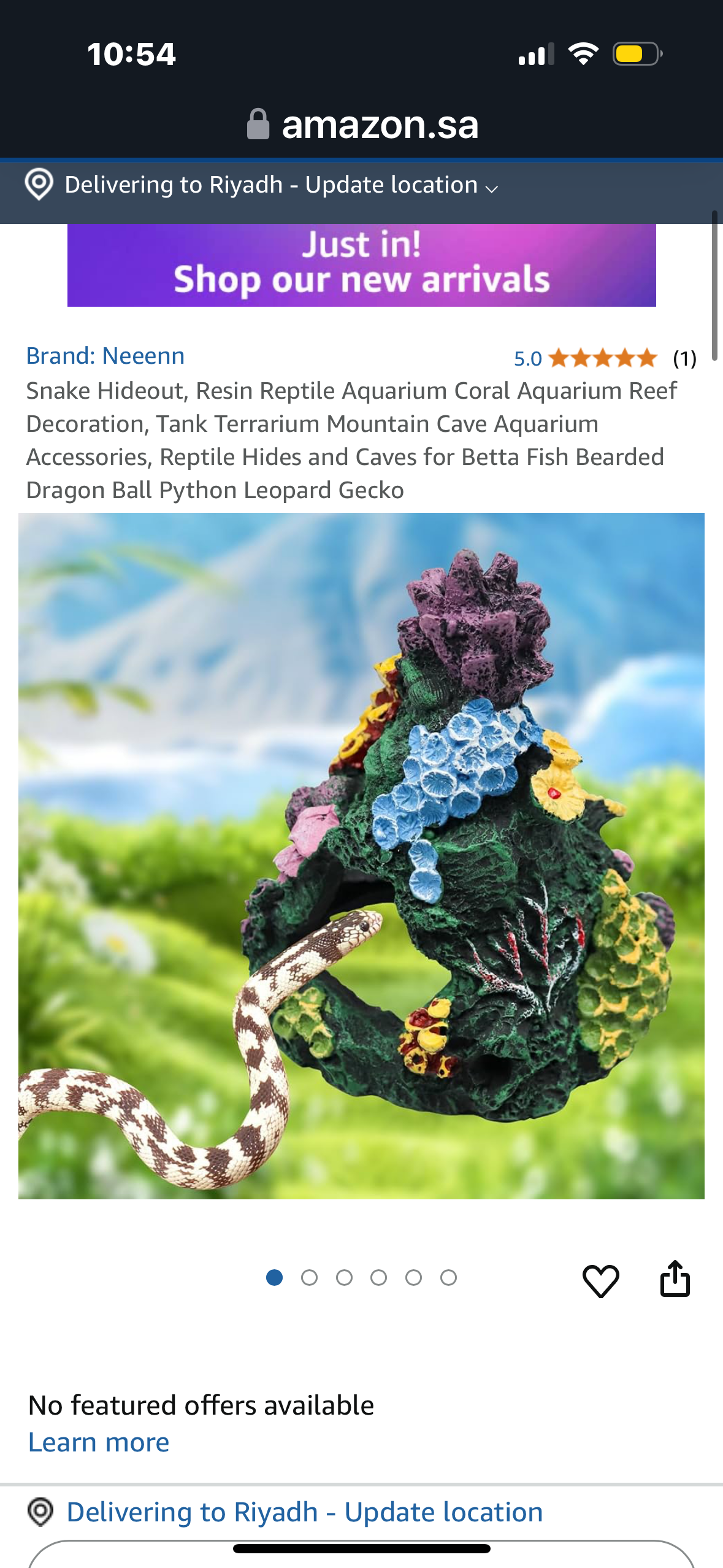 Snake Hideout, Resin Reptile Aquarium Coral Aquarium Reef Decoration, Tank Terrarium Mountain Cave Aquarium Accessories, Reptile Hides and Caves for Betta Fish Bearded Dragon Ball Python Leopard Gecko
