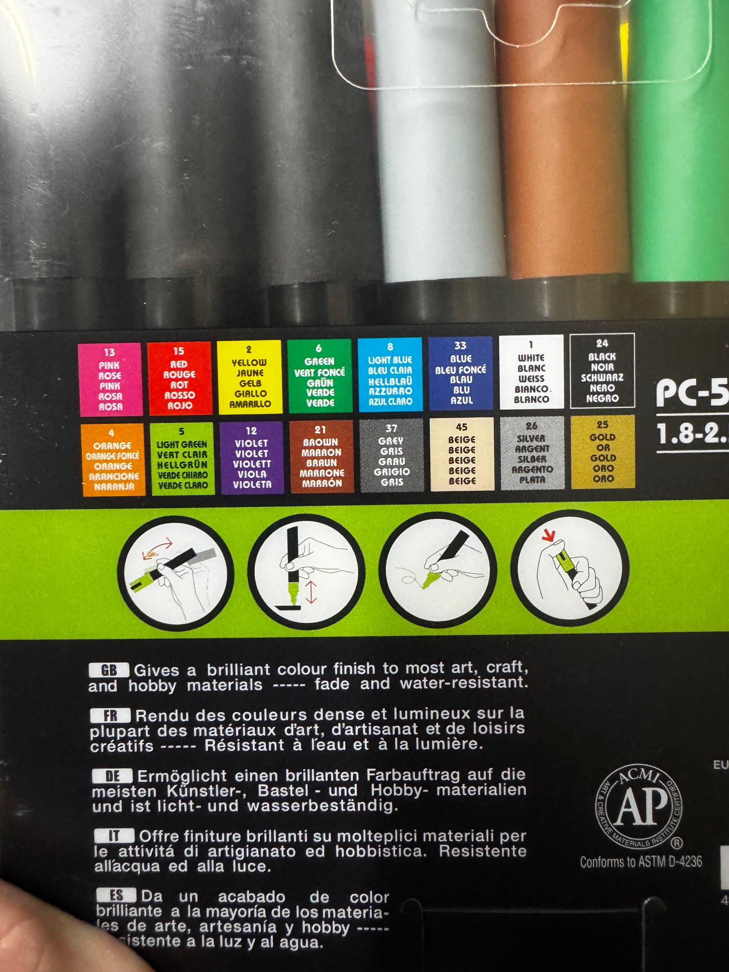 Posca Paint Marker Pen - PC-5M Extra Fine 1.8-2.5 mm, 16 Colors