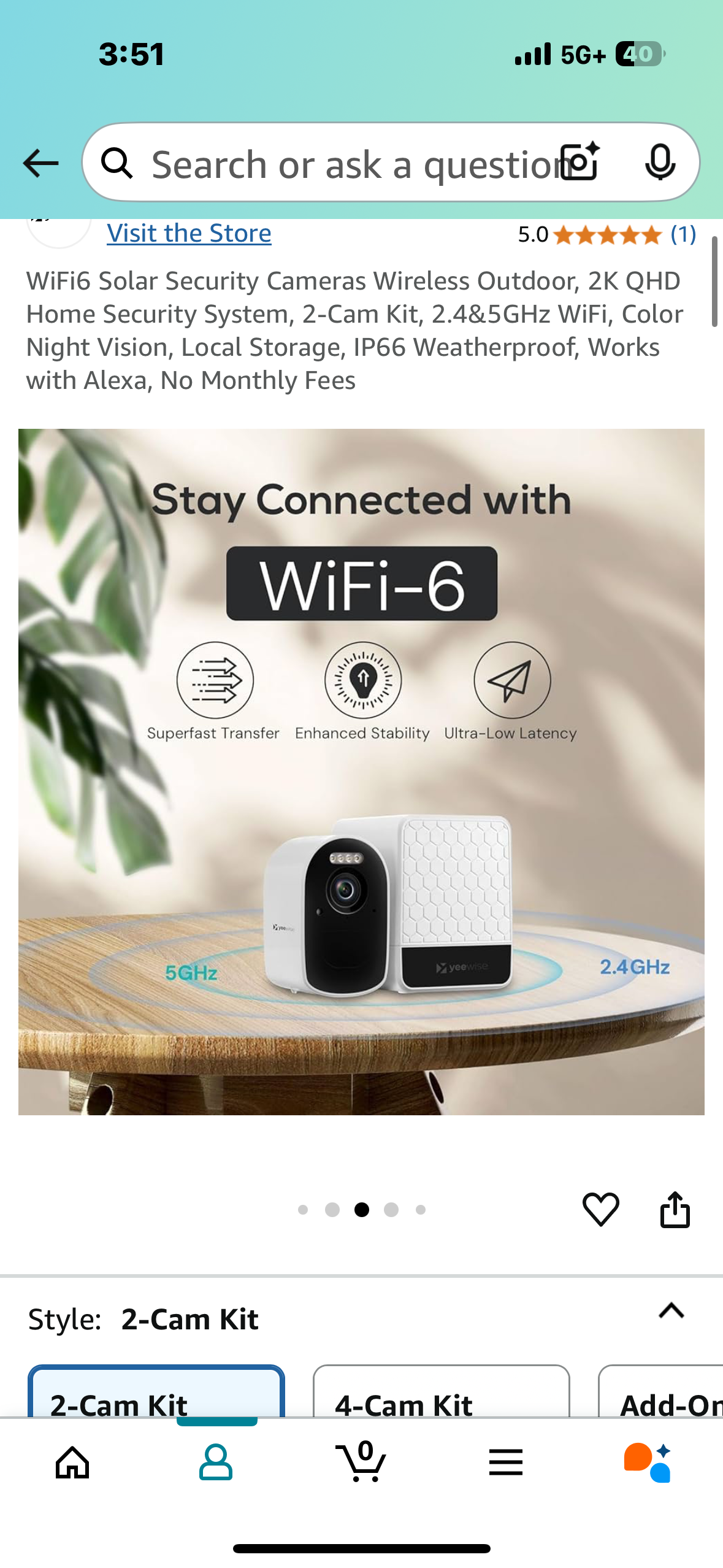 WiFi6 Solar Security Cameras Wireless Outdoor, 2K QHD Home Security System, 2-Cam Kit, 2.4&5GHz WiFi, Color Night Vision, Local Storage, IP66 Weatherproof, Works with Alexa, No Monthly Fees