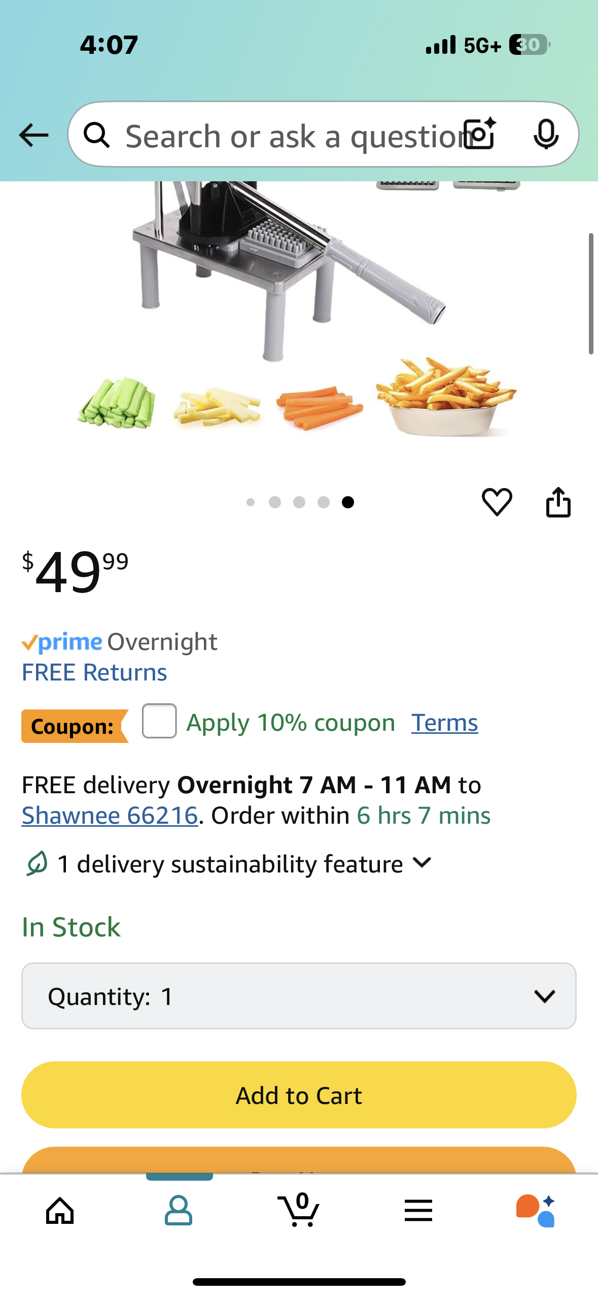 French Fry Cutter w/4 Replacement Blades (3/8"*2;1/2"*2) for Potatoes Carrots Cucumbers in Restaurants or Home Kitchen Long Lever Arm making cutting easily