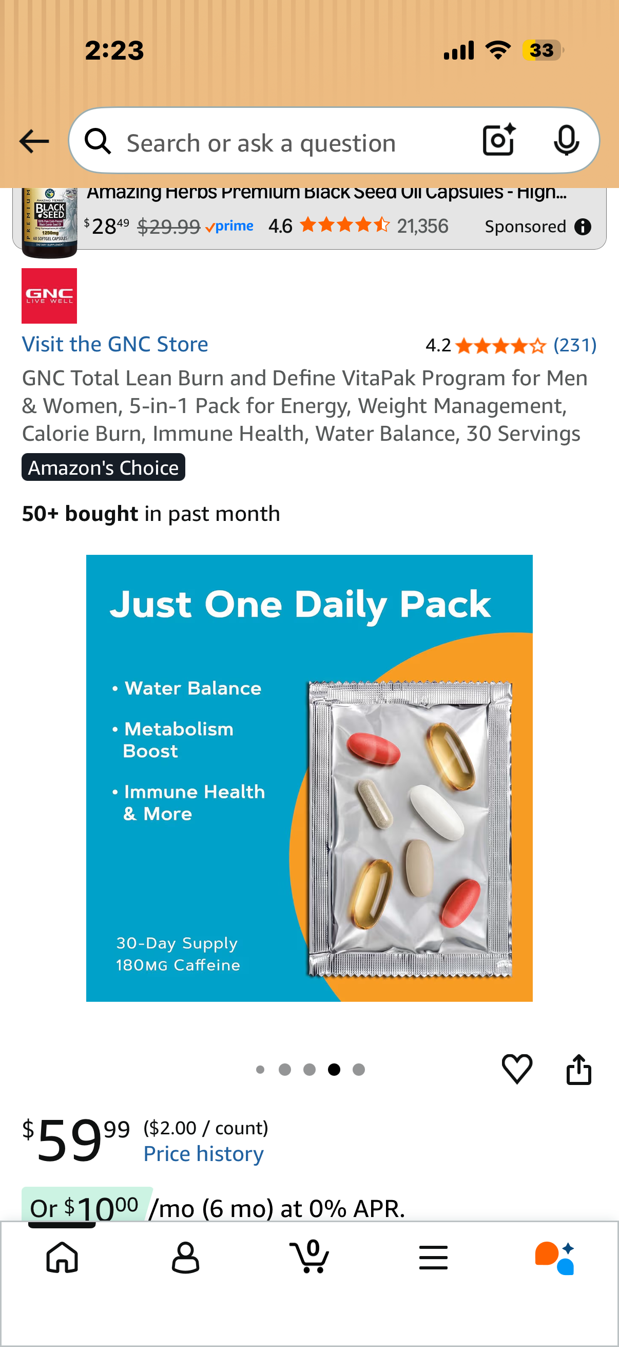 GNC Total Lean Burn and Define VitaPak Program for Men & Women, 5-in-1 Pack for Energy, Weight Management, Calorie Burn, Immune Health, Water Balance, 30 Servings