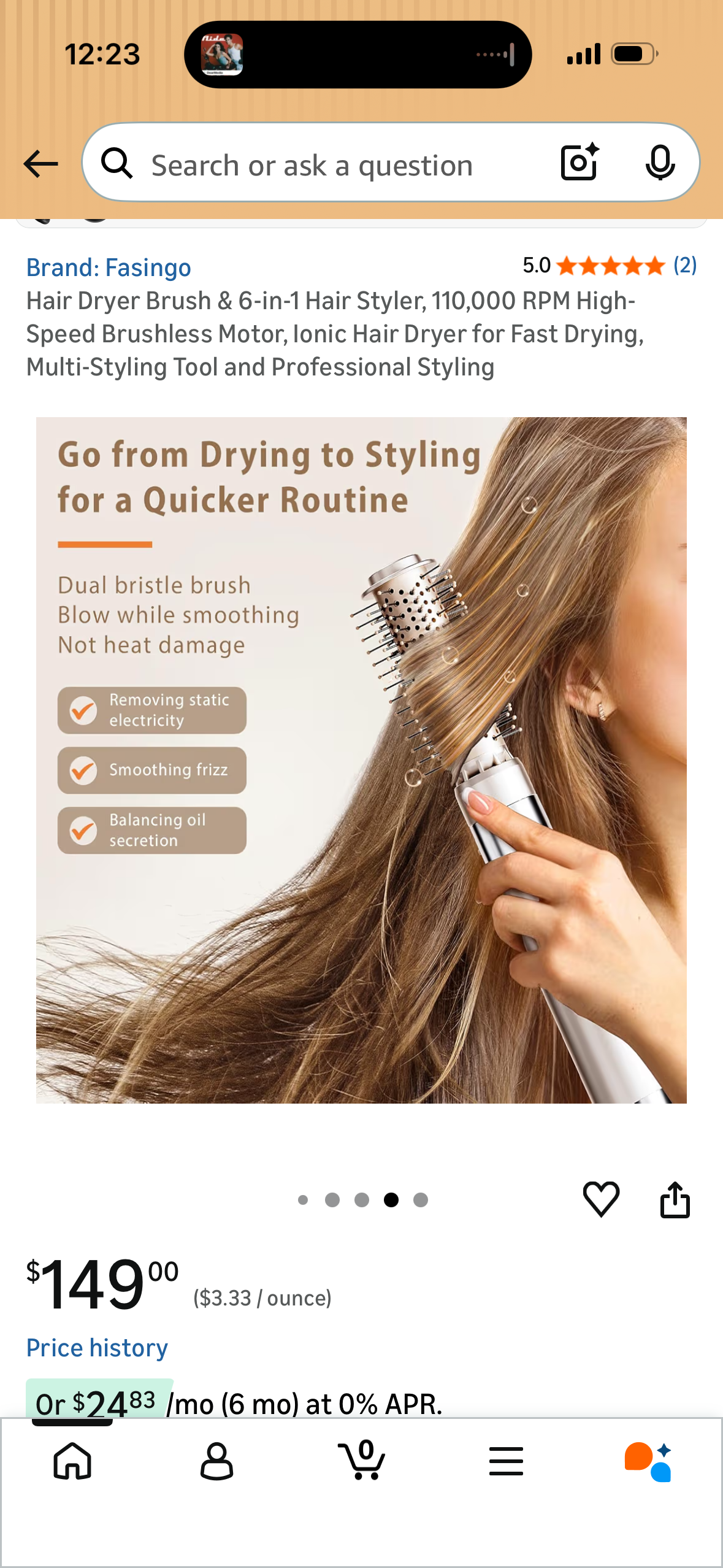 Hair Dryer Brush & 6-in-1 Hair Styler, 110,000 RPM High-Speed Brushless Motor, Ionic Hair Dryer for Fast Drying, Multi-Styling Tool and Professional Styling
