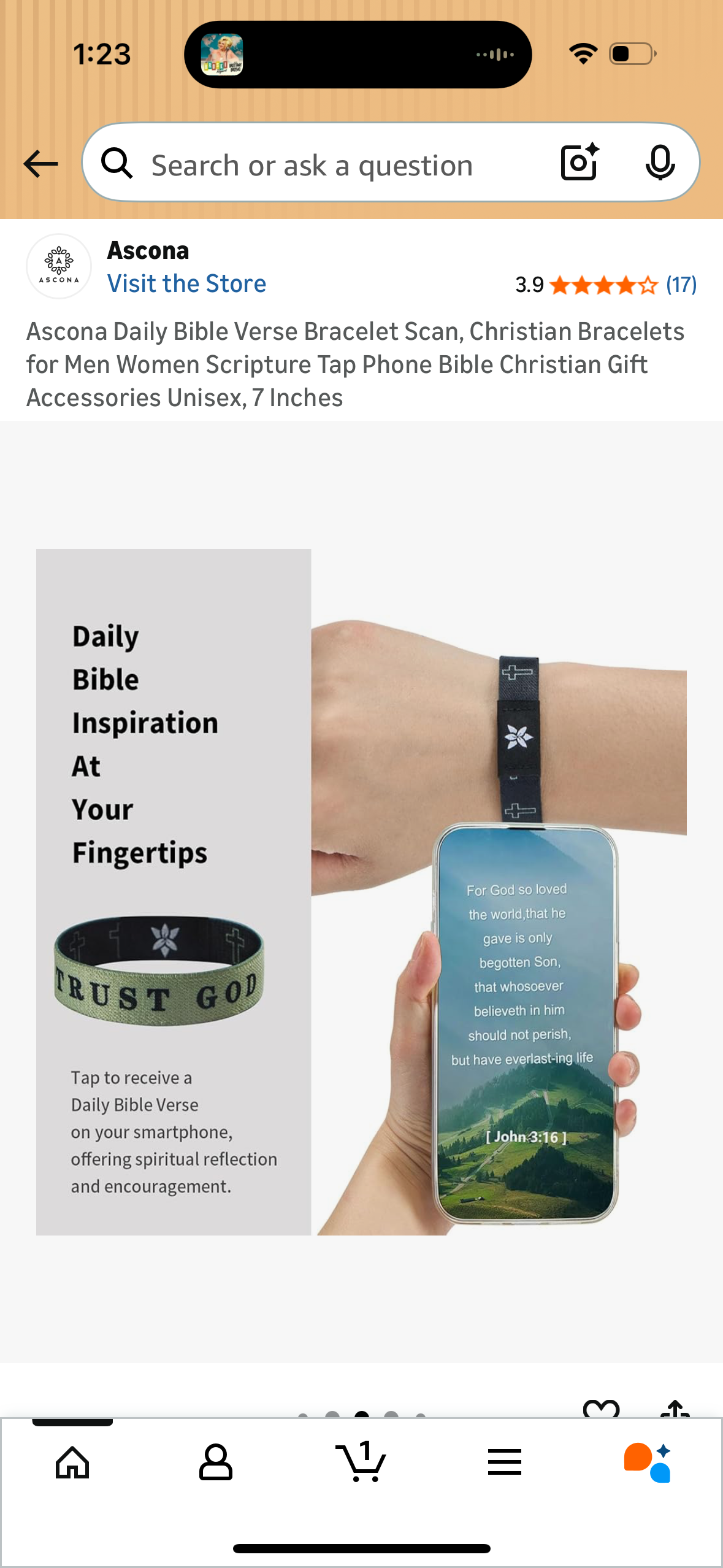Daily Bible Verse Bracelet Scan, Christian Bracelets for Men Women Scripture Tap Phone Bible Christian Gift Accessories Unisex, 7 Inches