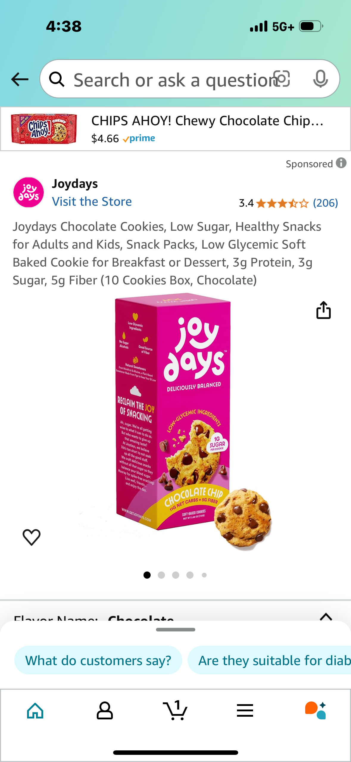 Joydays Chocolate Cookies, Low Sugar, Healthy Snacks for Adults and Kids, Snack Packs, Low Glycemic Soft Baked Cookie for Breakfast or Dessert, 3g Protein, 3g Sugar, 5g Fiber (10 Cookies Box, Chocolate