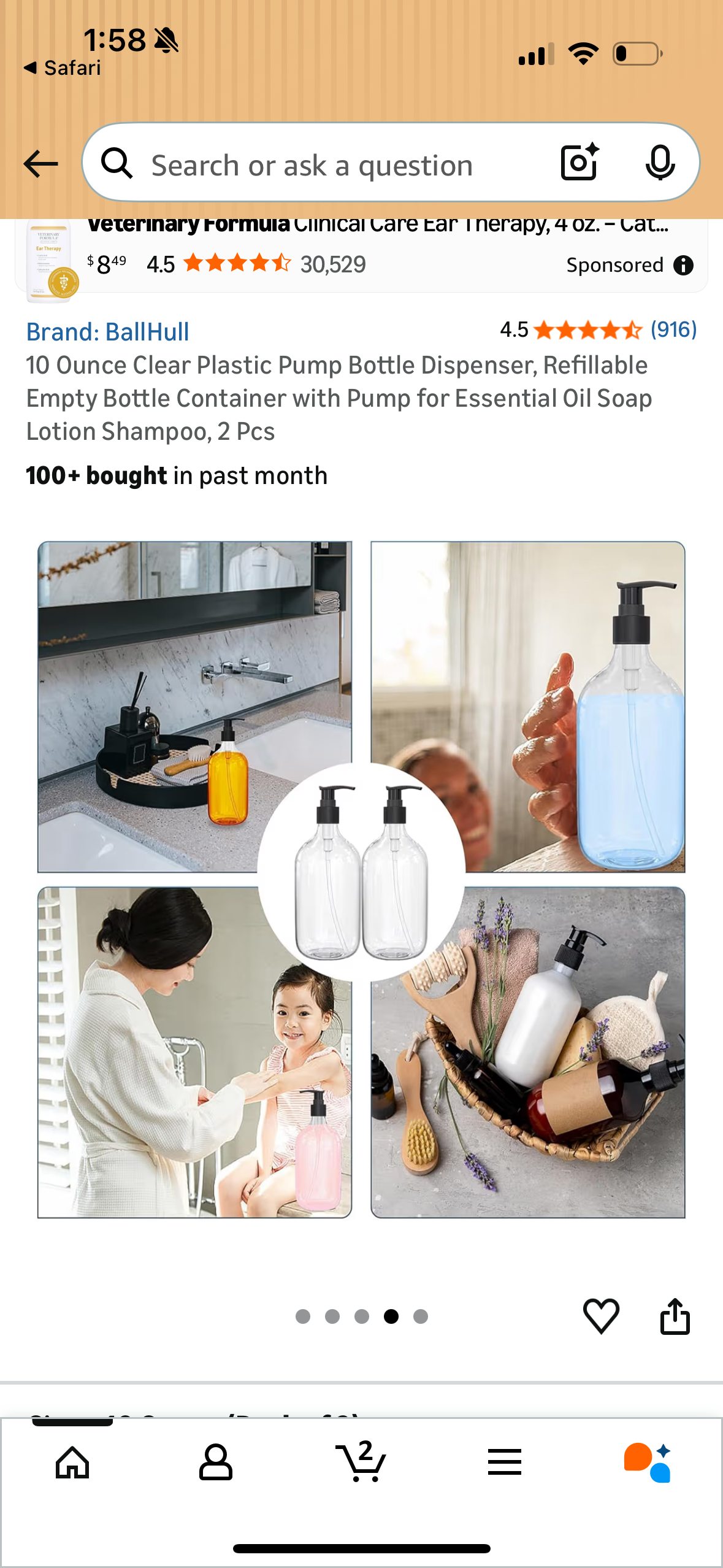 6 PACK Clear Plastic Pump Bottle Dispenser, 10 Ounce Refillable Empty Bottle Container with Pump for Essential Oil Soap Lotion Shampoo