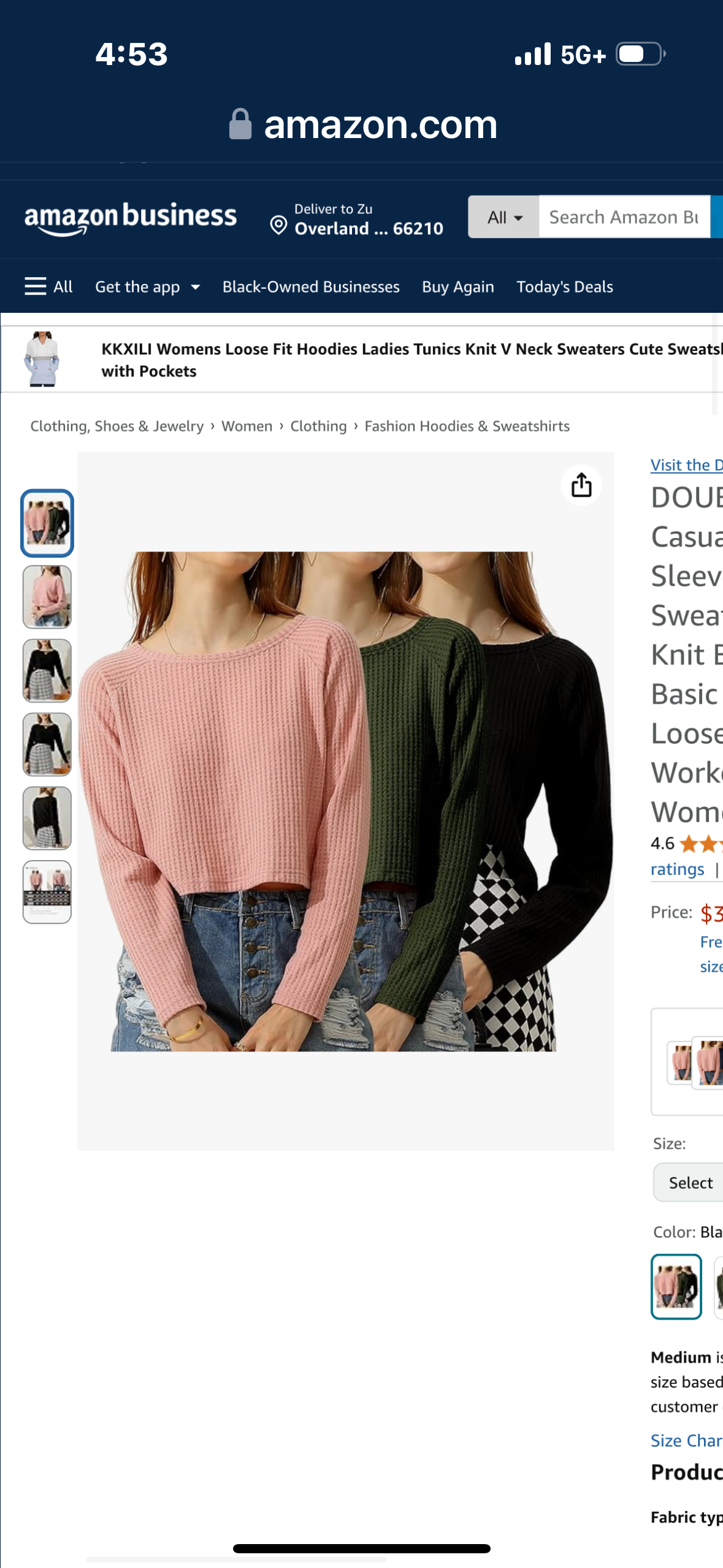DOUBLJU 3 Pack Casual Long Sleeve Crop Sweatshirt Waffle Knit Boat Neck Basic Cropped Loose Tops Workout Sets for Women Size XL