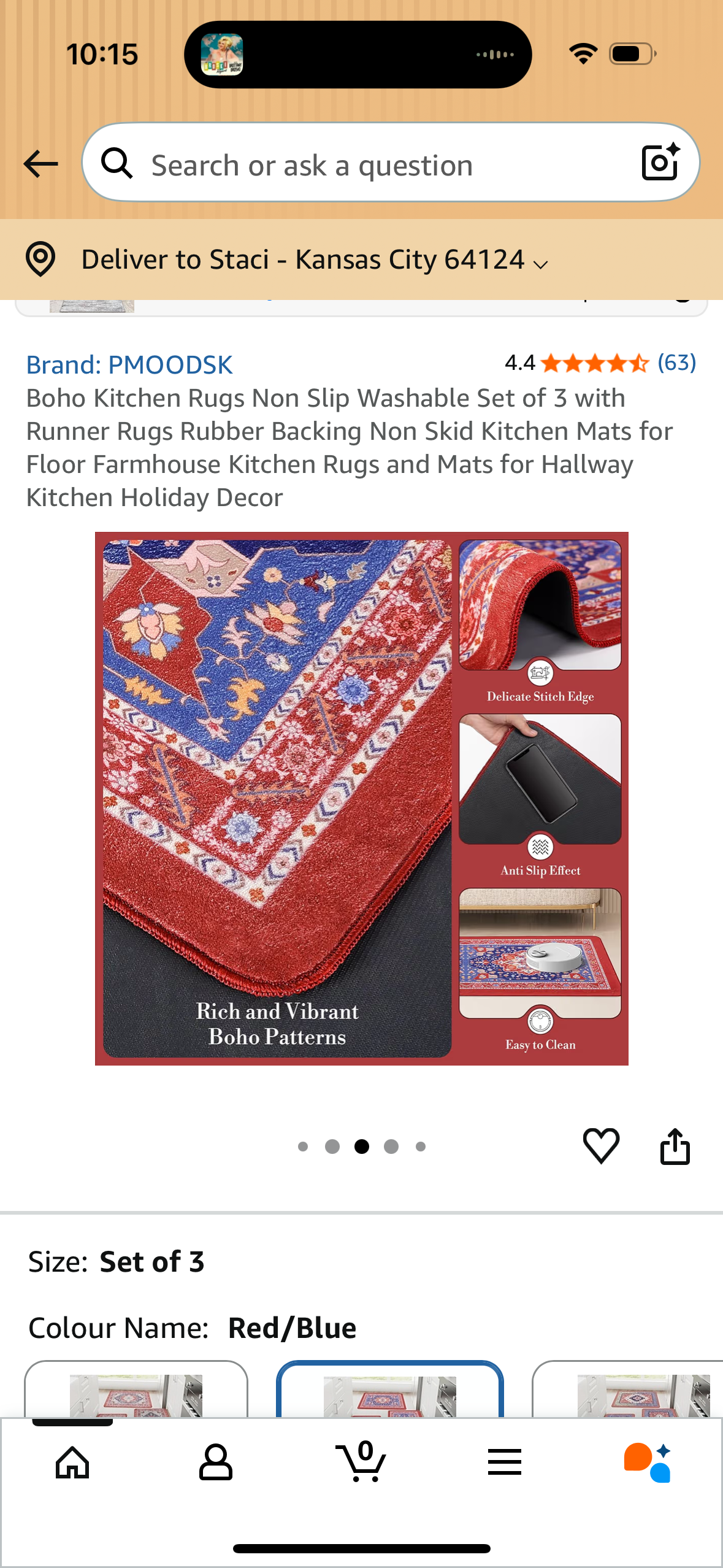 Boho Kitchen Rugs Non Slip Washable Set of 3 with Runner Rugs Rubber Backing Non Skid Kitchen Mats for Floor Farmhouse Kitchen Rugs and Mats for Hallway Kitchen Holiday Decor