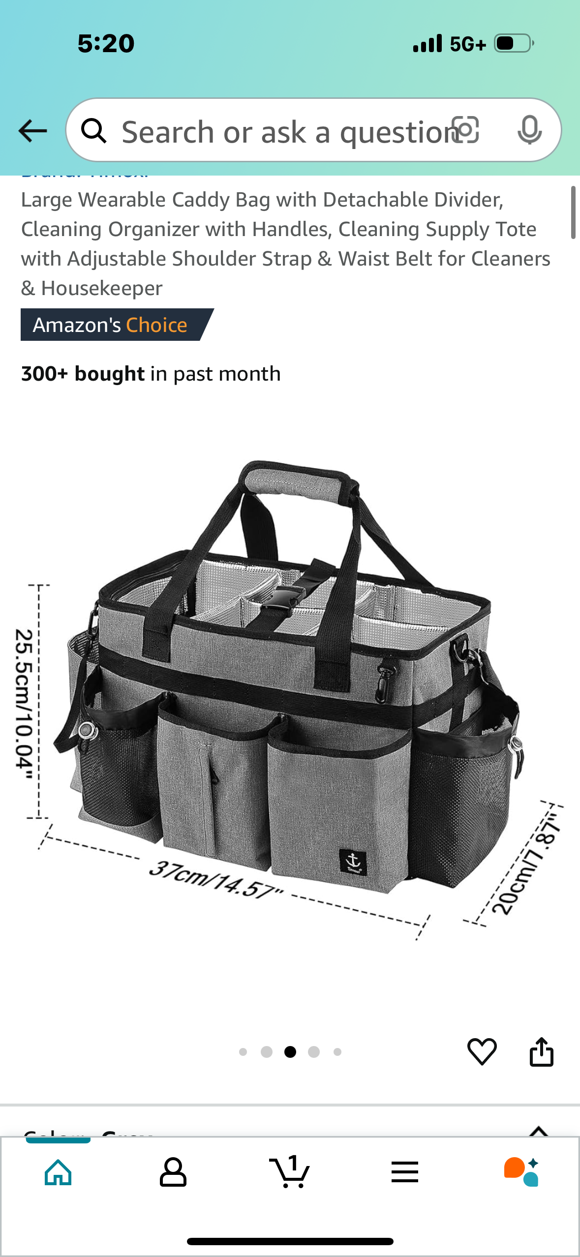 Large Wearable Caddy Bag with Detachable Divider, Cleaning Organizer with Handles, Cleaning Supply Tote with Adjustable Shoulder Strap & Waist Belt for Cleaners & Housekeeper