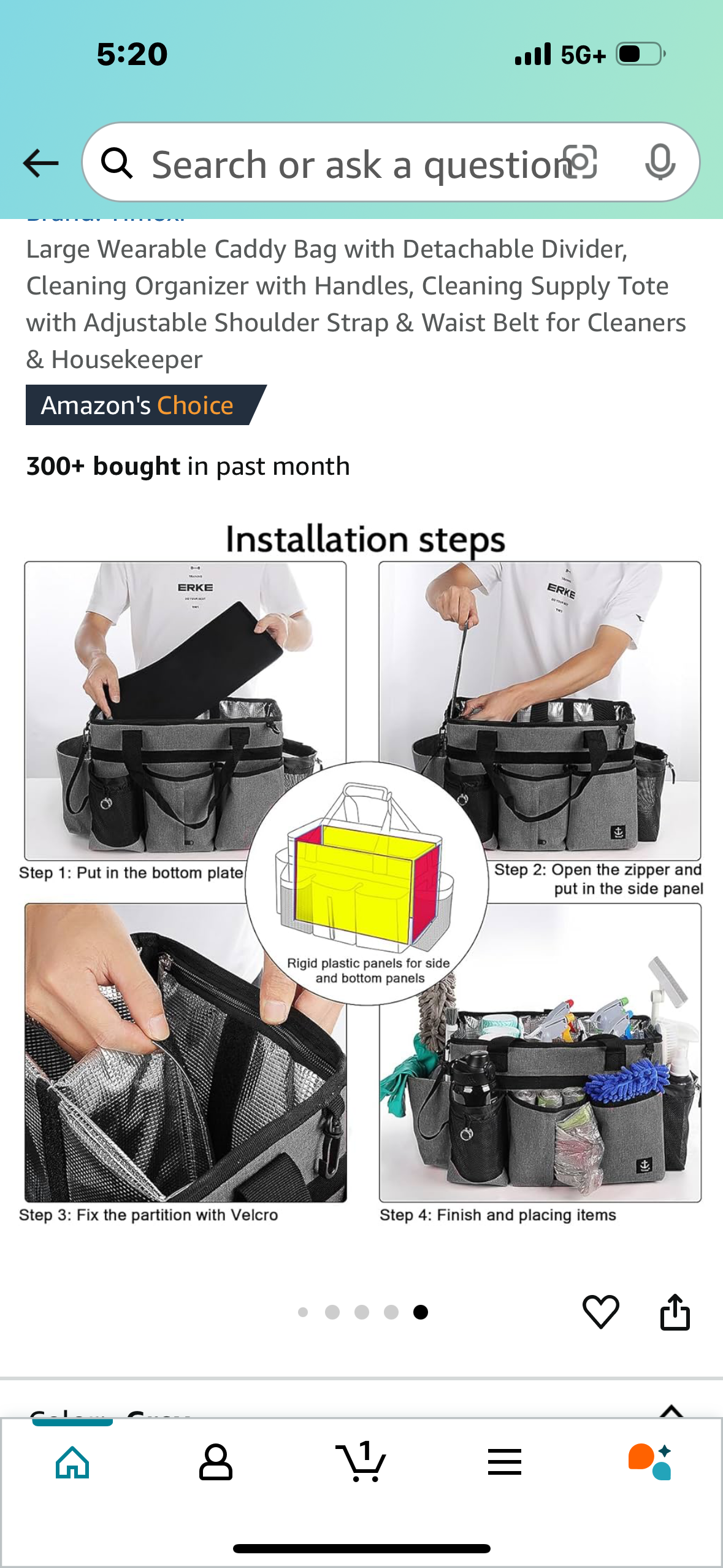 Large Wearable Caddy Bag with Detachable Divider, Cleaning Organizer with Handles, Cleaning Supply Tote with Adjustable Shoulder Strap & Waist Belt for Cleaners & Housekeeper