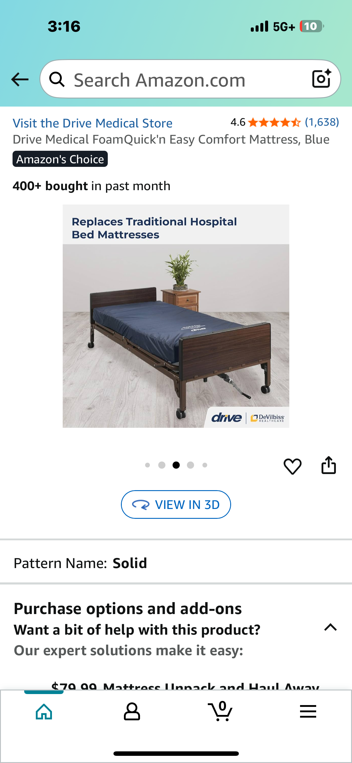 Drive Medical FoamQuick'n Easy Comfort Mattress, Blue (B1070)