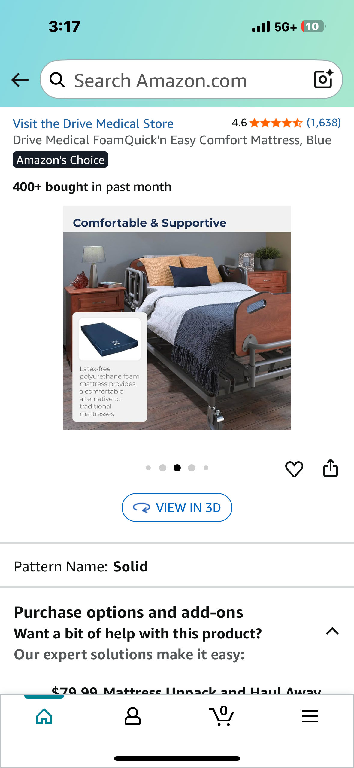 Drive Medical FoamQuick'n Easy Comfort Mattress, Blue (B1070)