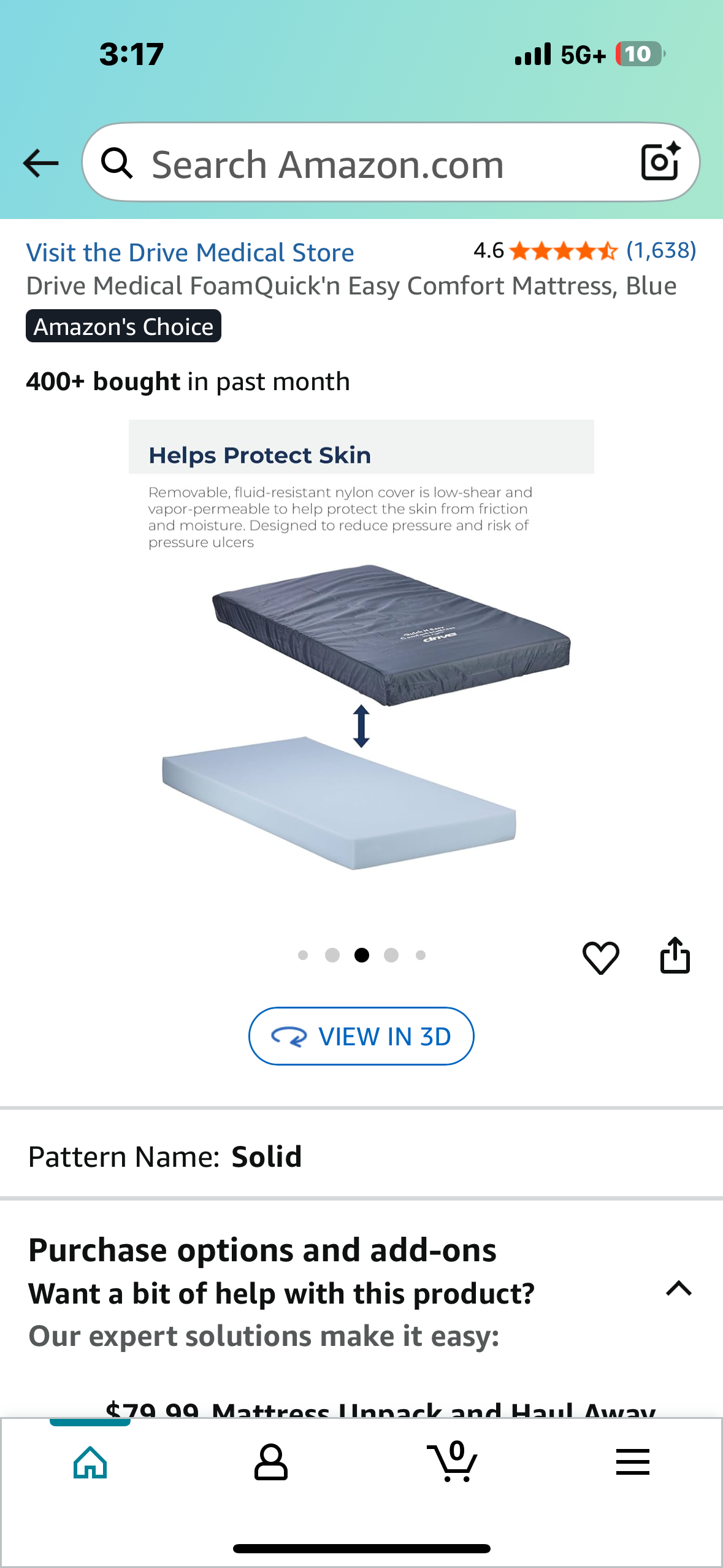 Drive Medical FoamQuick'n Easy Comfort Mattress, Blue (B1070)