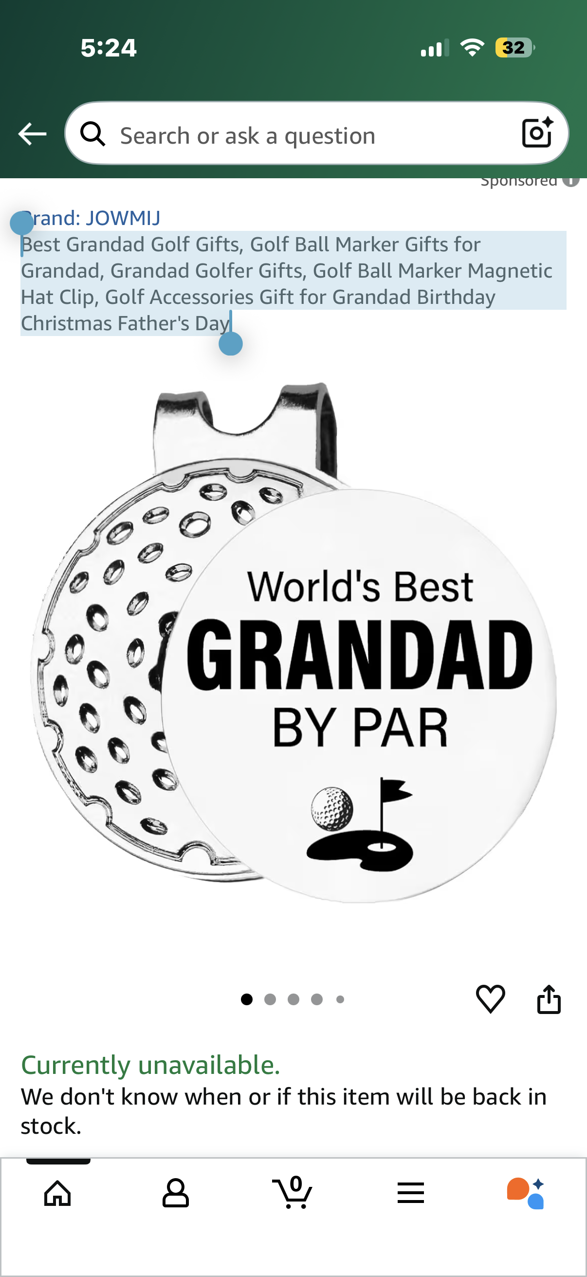 Best Grandad Golf Gifts, Golf Ball Marker Gifts for Grandad, Grandad Golfer Gifts, Golf Ball Marker Magnetic Hat Clip, Golf Accessories Gift for Grandad Birthday Christmas Father's Day