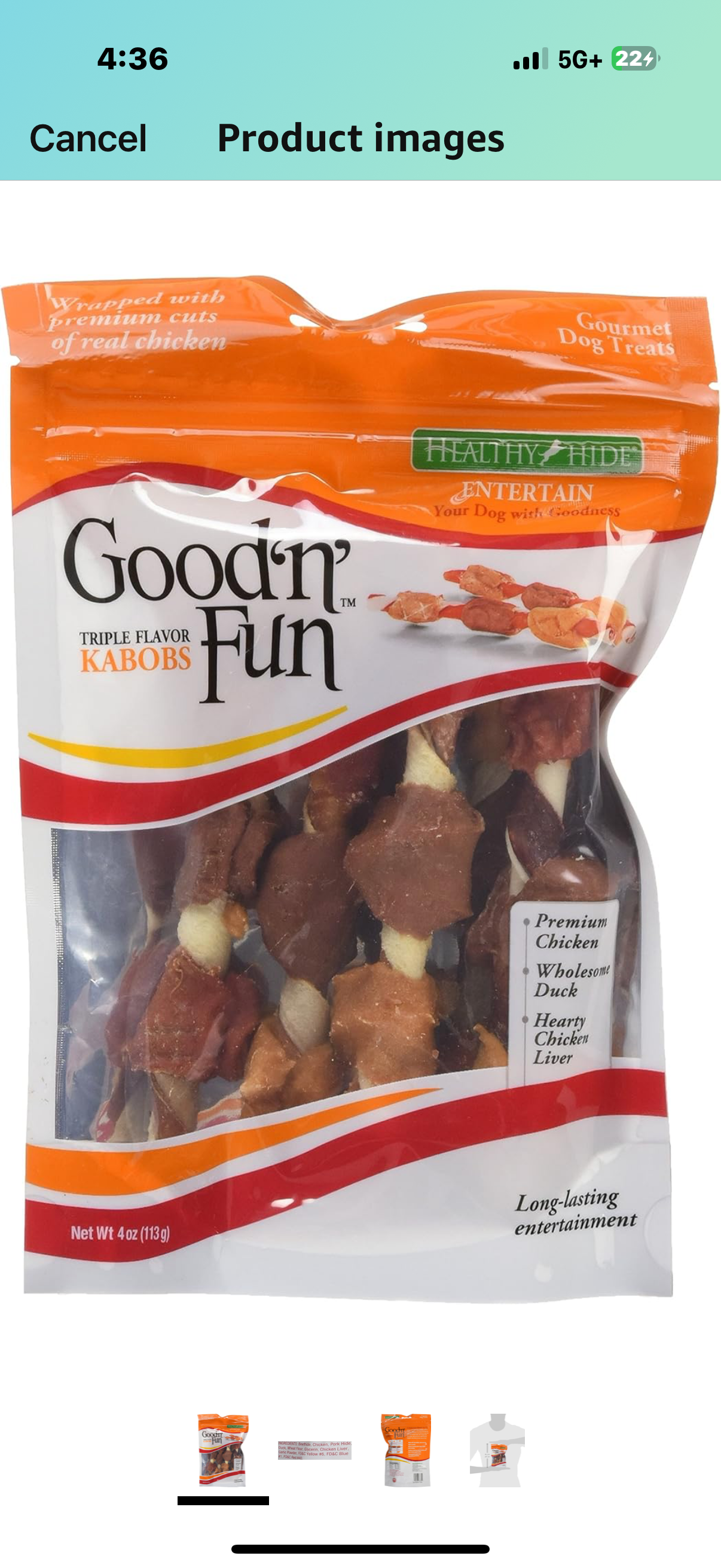 Good n Fun Triple-Flavor Chews, Chicken, Duck and Liver Kabobs 4-Ounce