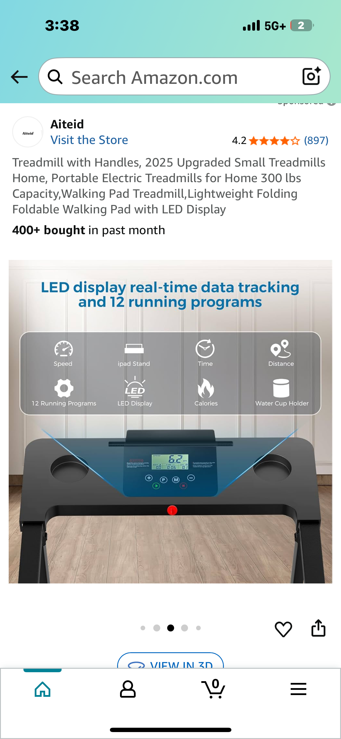 Treadmill with Handles, Upgraded Small Portable Treadmill for Home, 300 lbs Capacity,Walking Pad Treadmill,Lightweight Foldable Walking Pad with LED Display (W511)