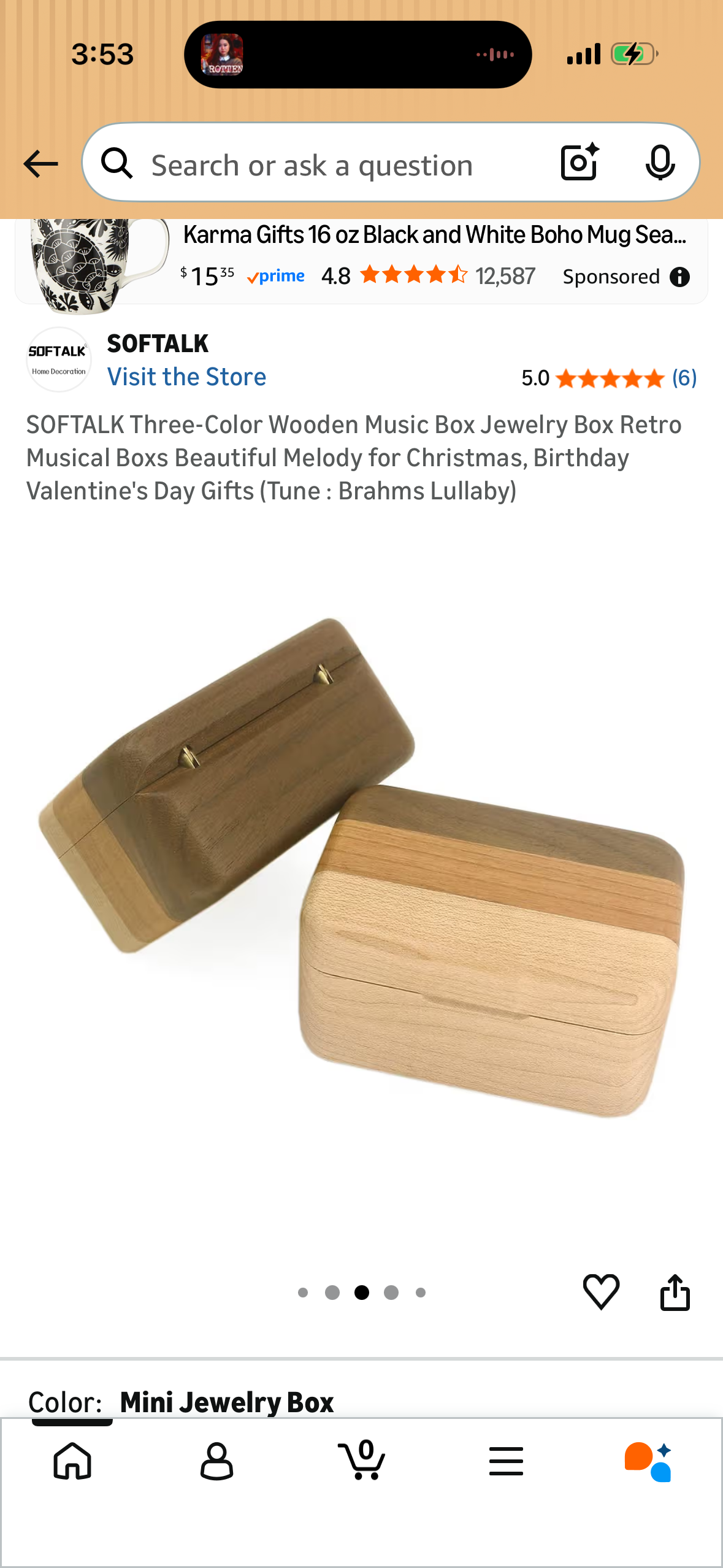SOFTALK Three-Color Wooden Music Box Jewelry Box Retro Musical Boxs Beautiful Melody for Christmas, Birthday Valentine's Day Gifts (Tune : Brahms Lullaby)