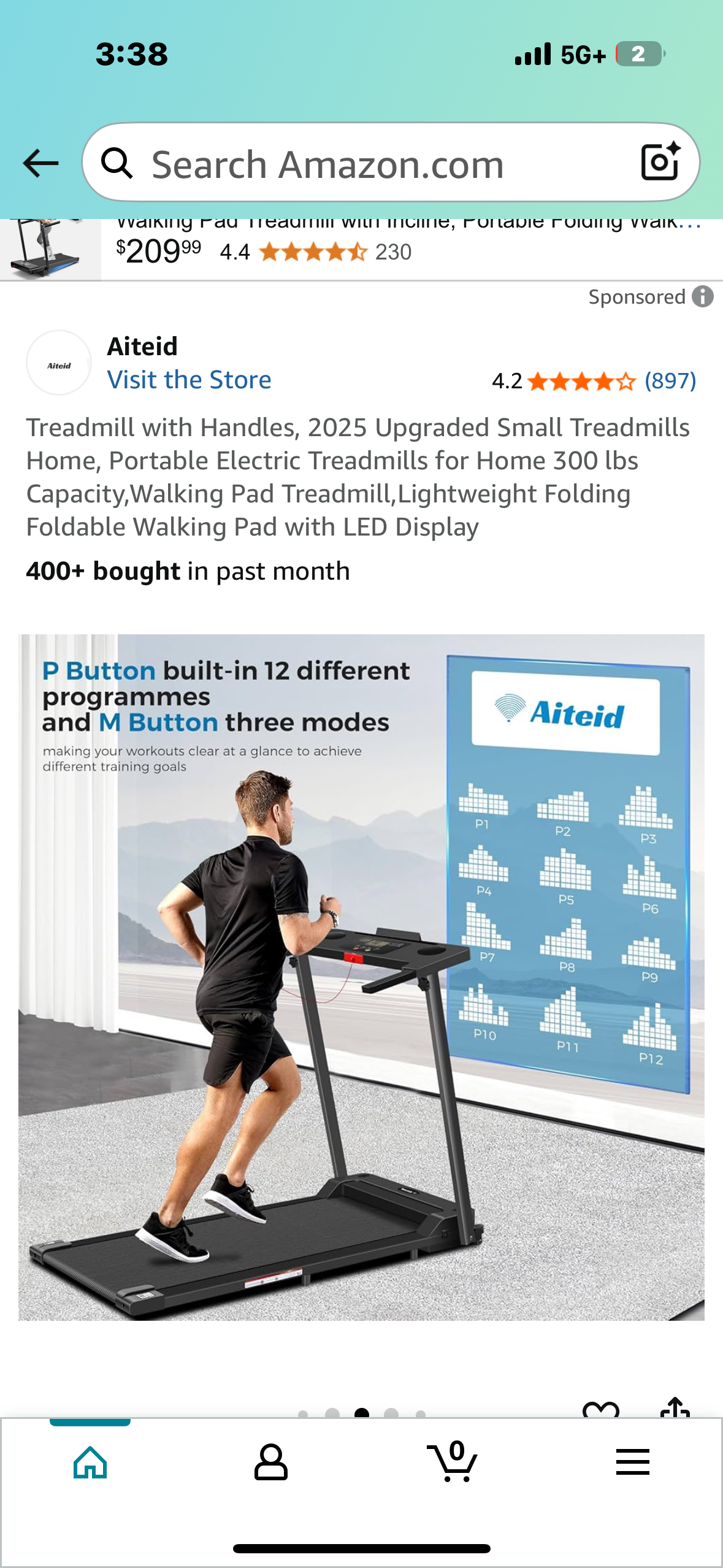 Treadmill with Handles, Upgraded Small Portable Treadmill for Home, 300 lbs Capacity,Walking Pad Treadmill,Lightweight Foldable Walking Pad with LED Display (W511)
