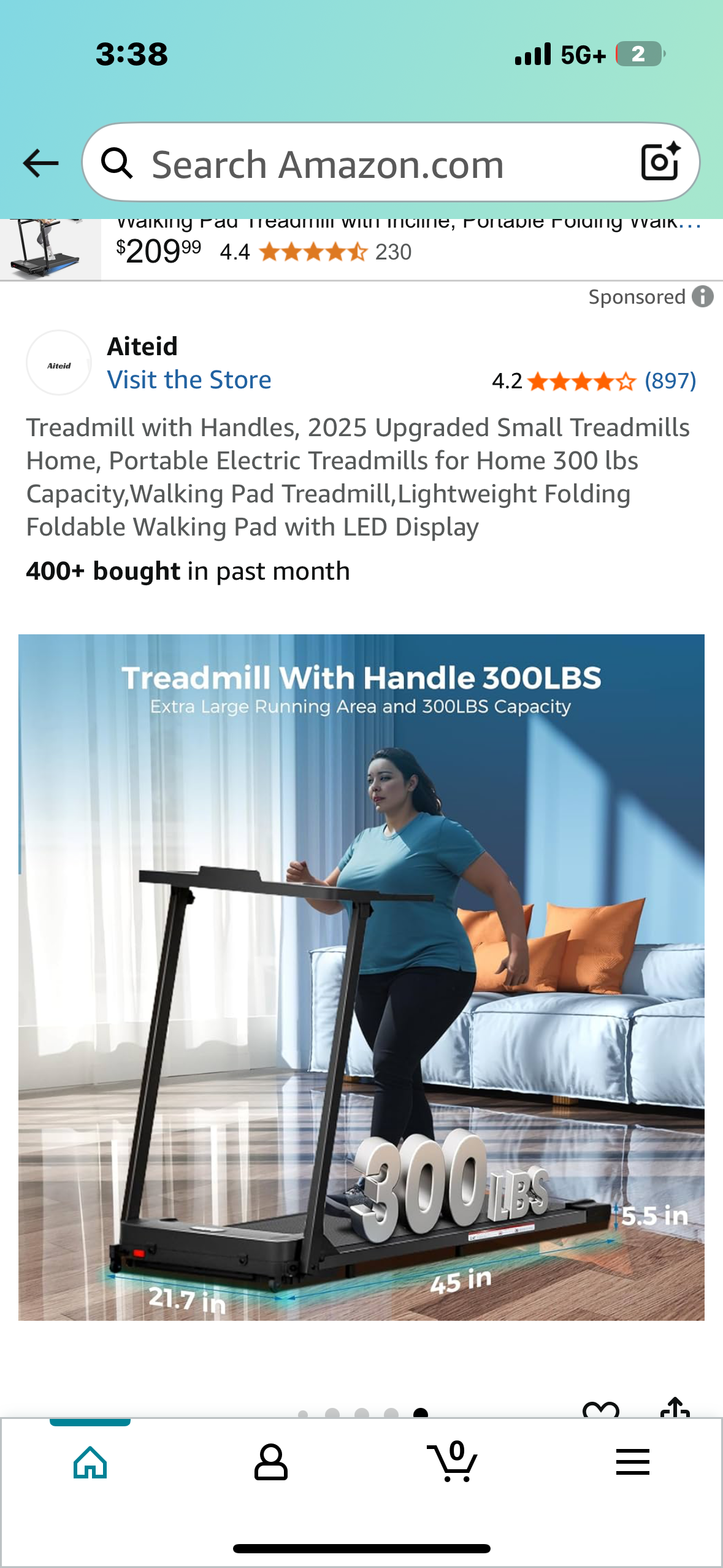 Treadmill with Handles, Upgraded Small Portable Treadmill for Home, 300 lbs Capacity,Walking Pad Treadmill,Lightweight Foldable Walking Pad with LED Display (W511)