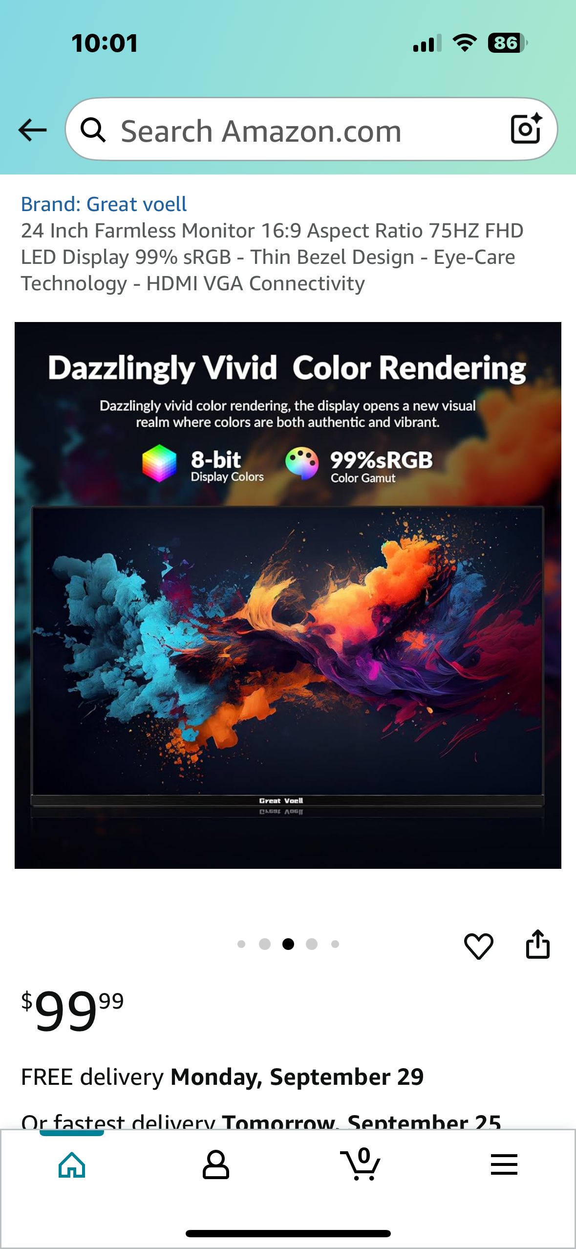 24” Monitor, 16:9 Aspect Ratio, 75HZ FHD LED Display 99% sRGB - Thin Bezel Design - Eye-Care Technology - HDMI VGA Connectivity (R669)