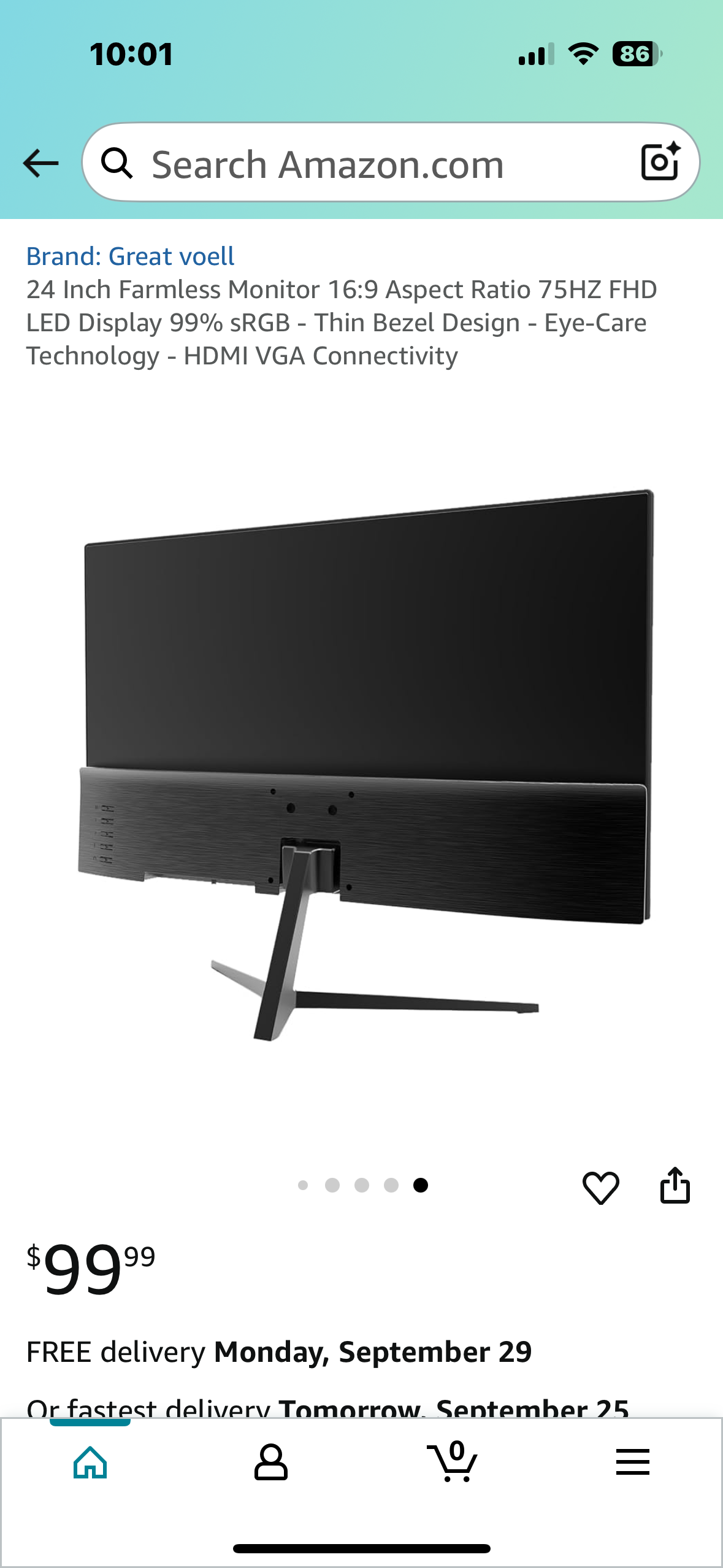 24” Monitor, 16:9 Aspect Ratio, 75HZ FHD LED Display 99% sRGB - Thin Bezel Design - Eye-Care Technology - HDMI VGA Connectivity (R669)