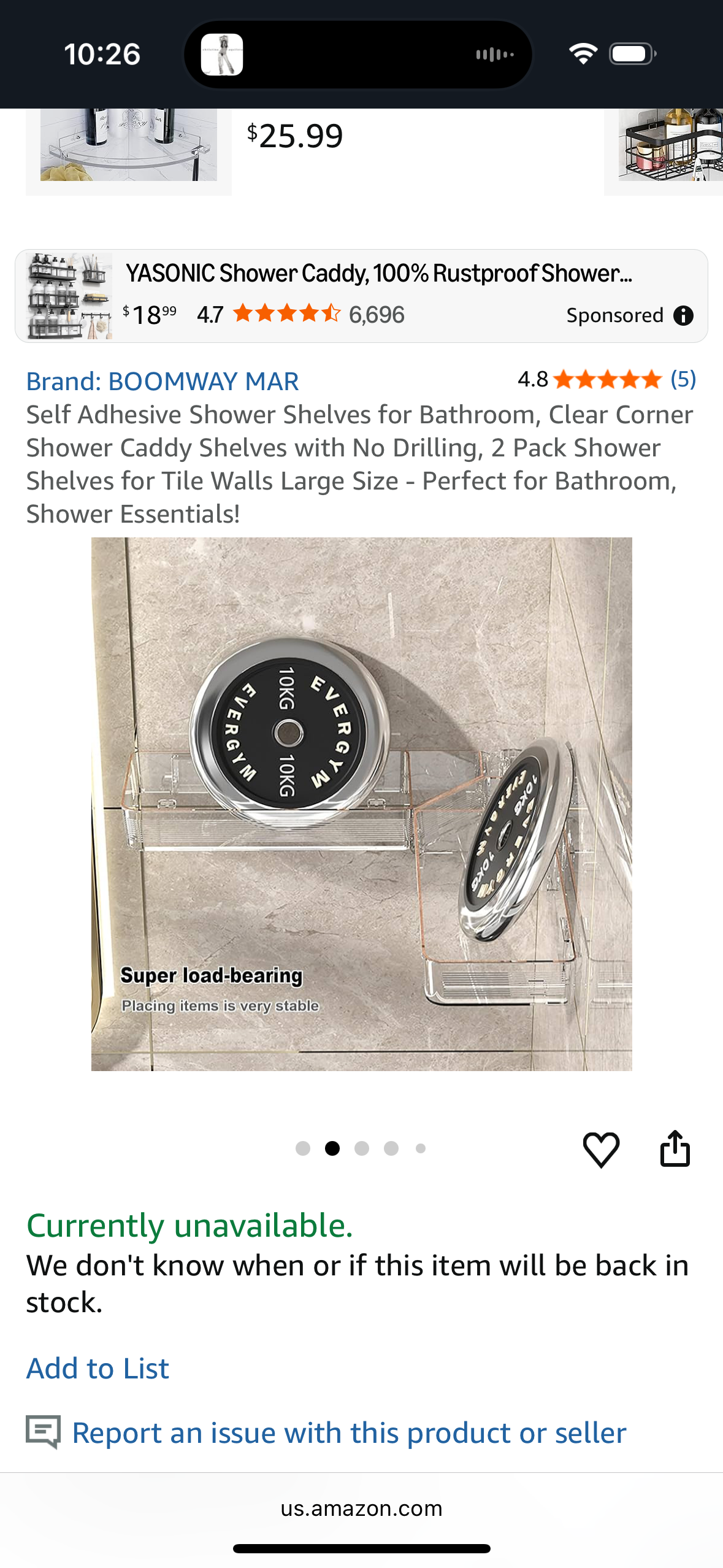 Self Adhesive Shower Shelves for Bathroom, Clear Corner Shower Caddy Shelves with No Drilling, 2 Pack Shower Shelves for Tile Walls Large Size - Perfect for Bathroom, Shower Essentials