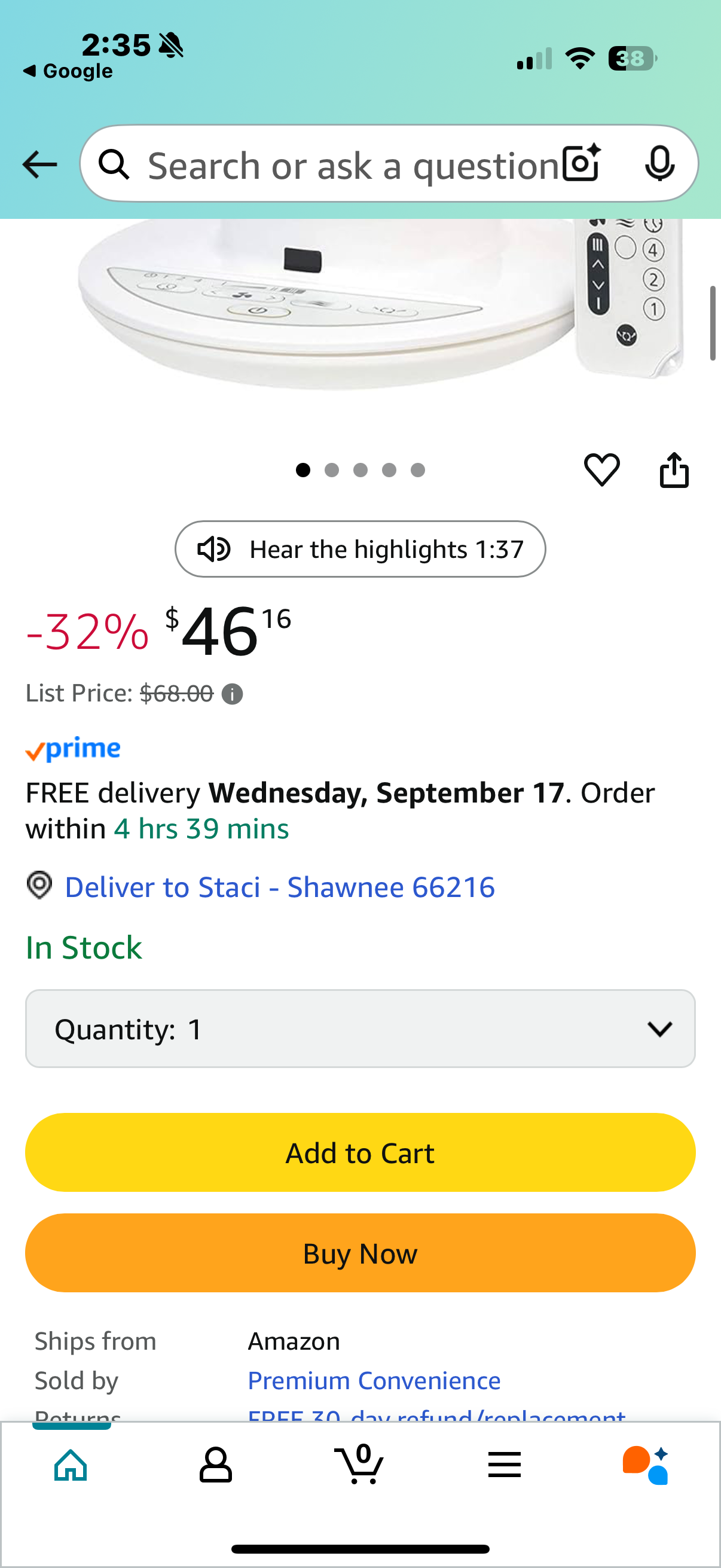 No remote IRIS USA WOOZOO Air Circulator Fan with Remote, Oscillating, 5 Speeds, Quiet Motor, Small Fan for Bedroom, Office, Dorm, White