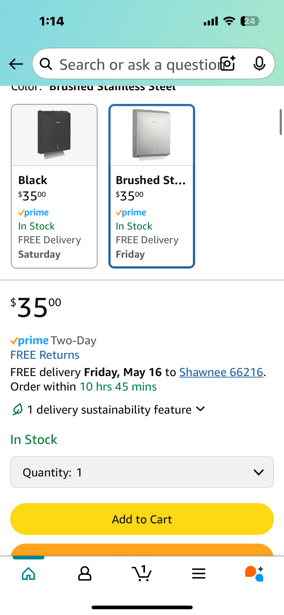 AIKE 400 Sheets Multifold Commercial Stainless Steels Wall Mount Paper Towel Dispenser with Lock Large Capacity Brushed AK5181 (Folded Size 10.6" x 3.9" Or Smaller