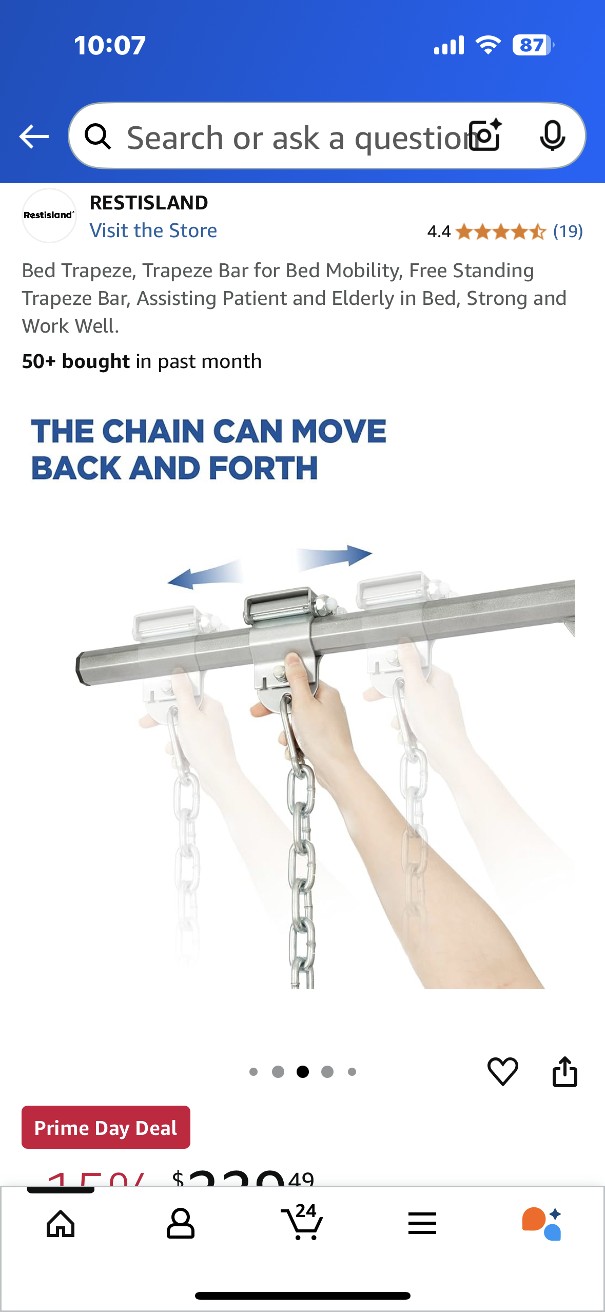 New - Trapeze Bar for Bed Mobility, Free Standing Trapeze Bar (B939)