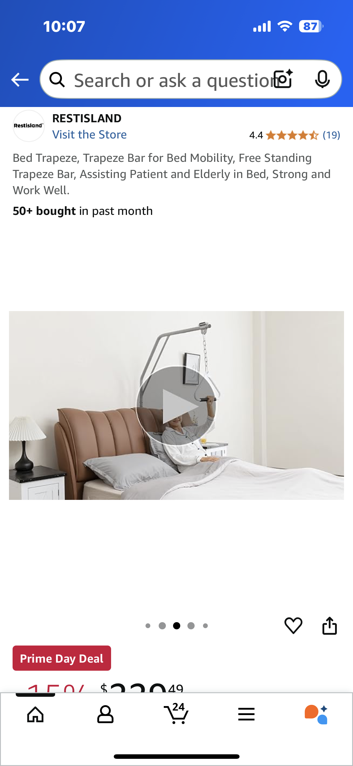 New - Trapeze Bar for Bed Mobility, Free Standing Trapeze Bar (B939)
