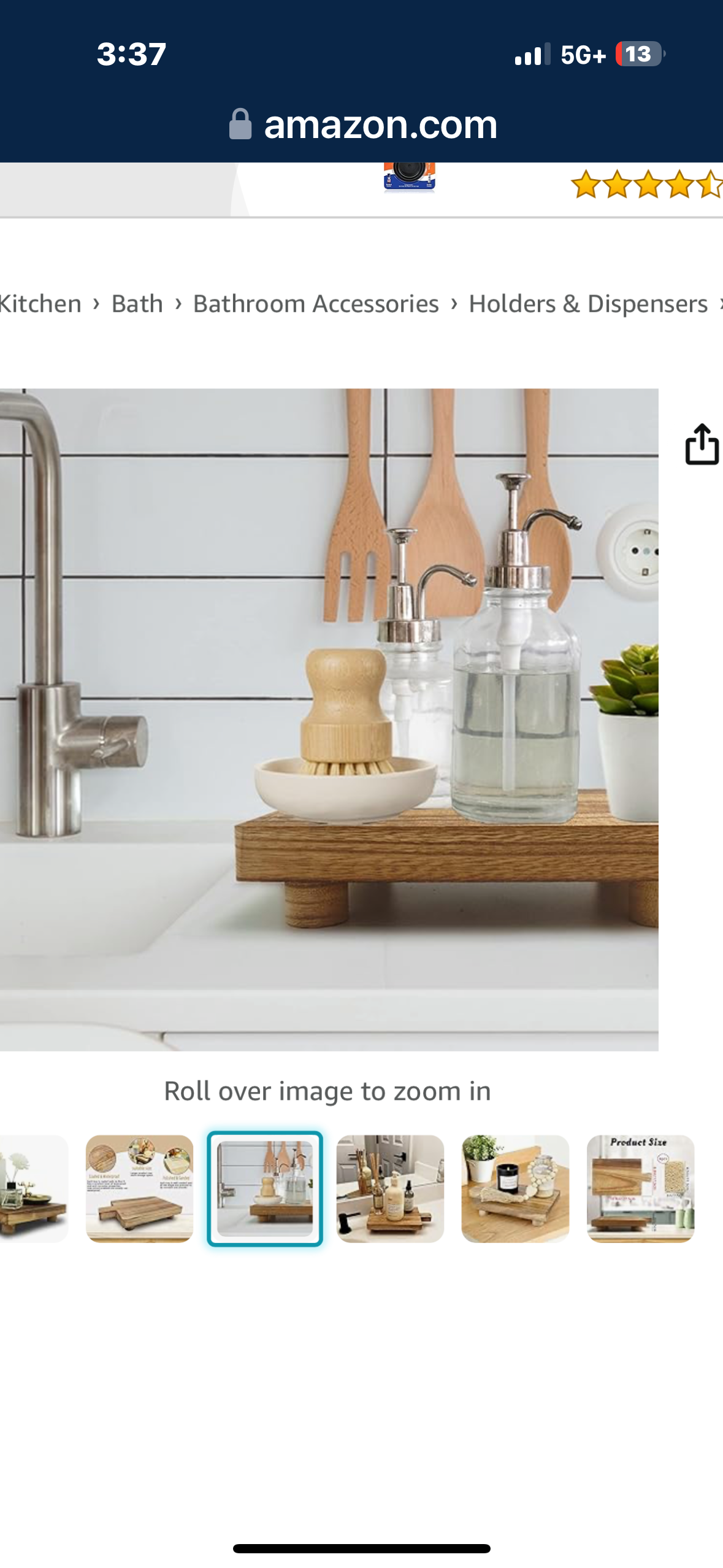 Handmade Wooden Tray with Soap Pads, Practical Bathroom and Kitchen Decoration for Soap, Bath Bottles, Candles, Toilet Paper,Plant Holder (Include 4 Pcs BPA Free Soap Pads)