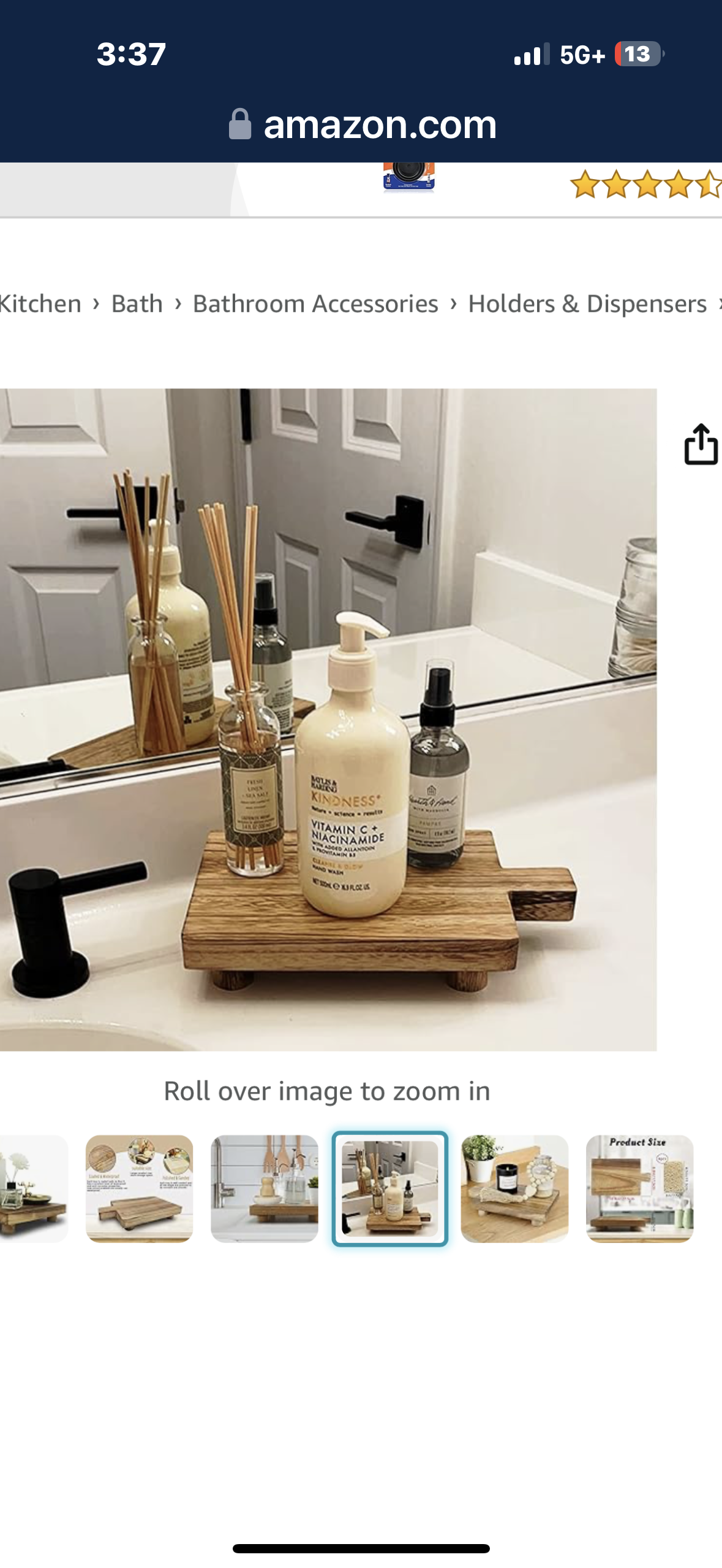 Handmade Wooden Tray with Soap Pads, Practical Bathroom and Kitchen Decoration for Soap, Bath Bottles, Candles, Toilet Paper,Plant Holder (Include 4 Pcs BPA Free Soap Pads)