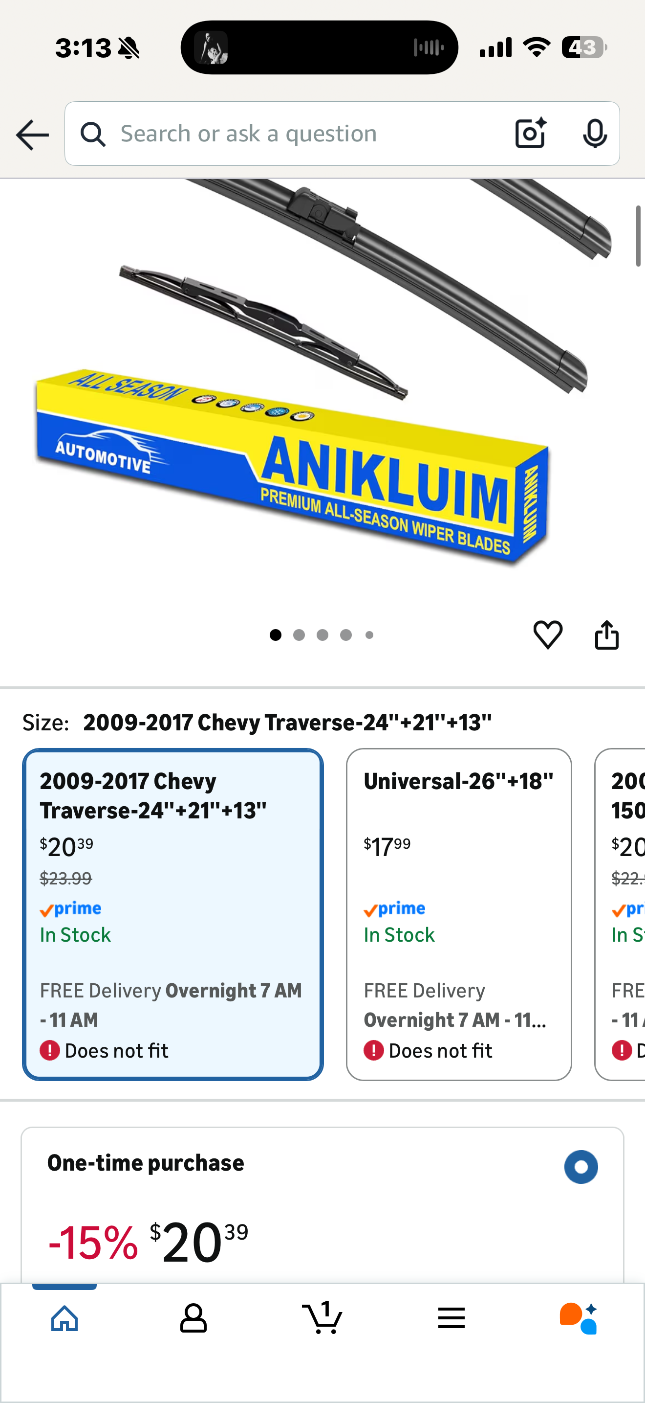 ANIKLUIM® 24"+21" Wiper Blades with 13" Rear Wiper Blade Set Replacement for 2009-2017 Traverse Windshield Wipers Original Factory Quality (Pack of 3)