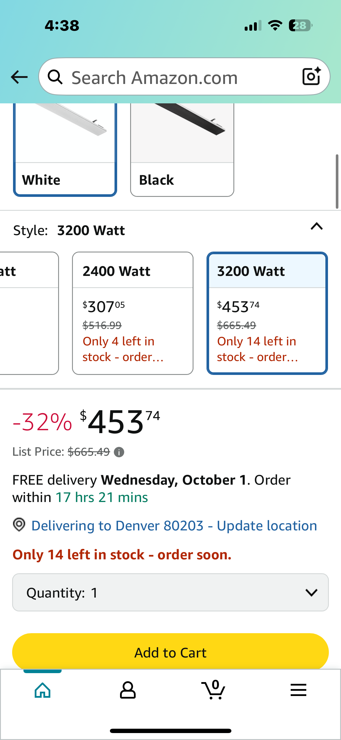 Dimplex DLW Series Electric Patio Heater, Weatherproof, White, 3200W - Premium Radiant Heater for Indoor and Outdoor Use - Slim Profile Outside Heater Perfect for Ceiling and Wall Mount Application (R672)