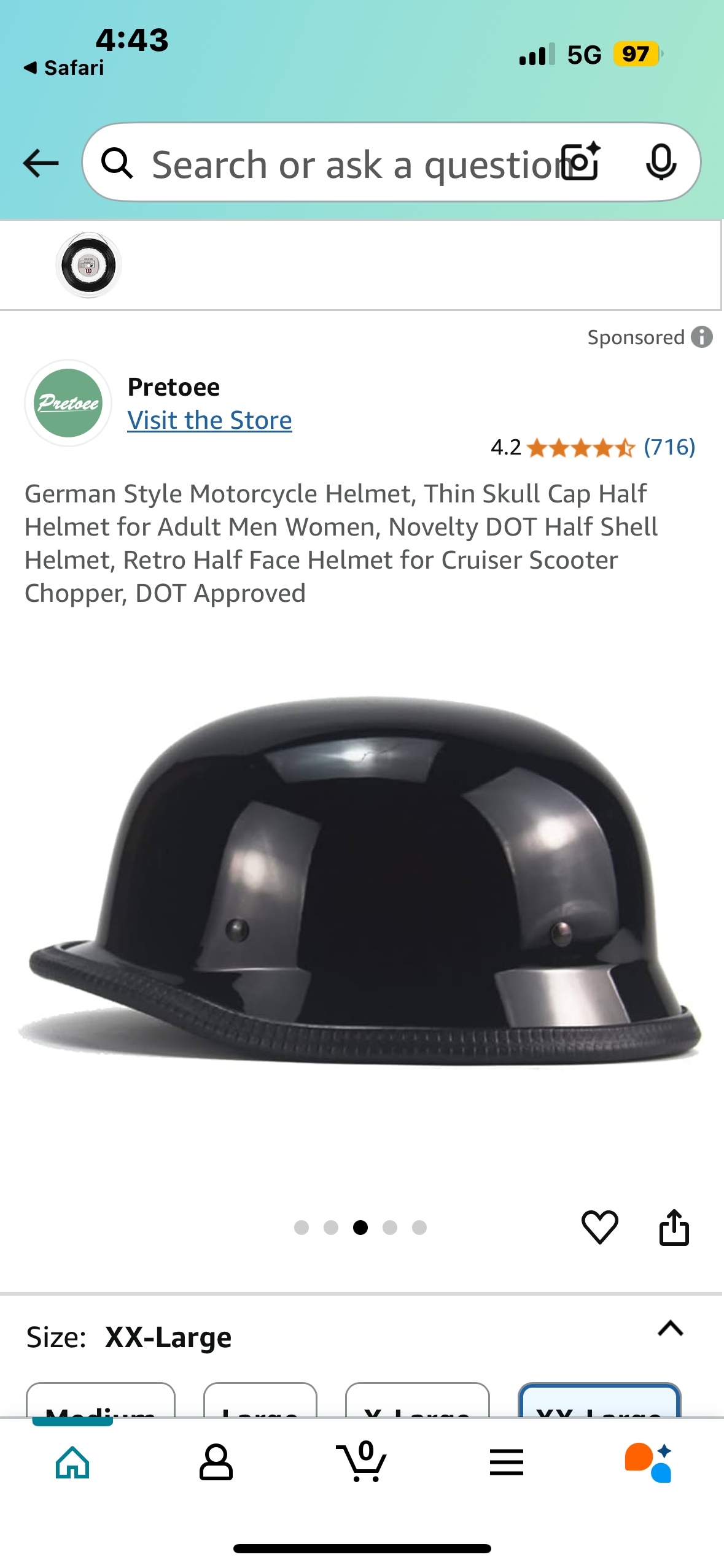 German Style Motorcycle Helmet, Thin Skull Cap Half Helmet for Adult Men Women, Novelty DOT Half Shell Helmet, Retro Half Face Helmet for Cruiser Scooter Chopper, DOT Approved