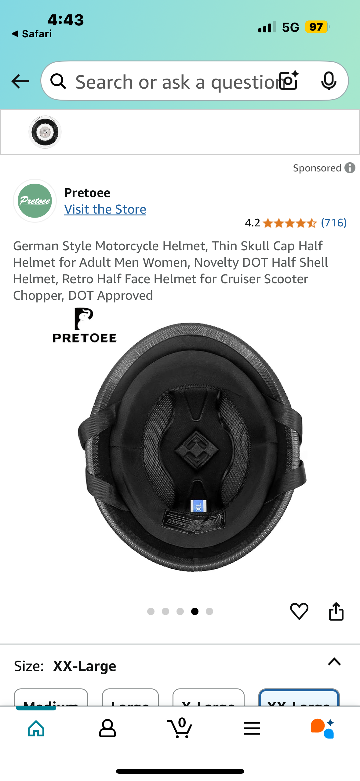 German Style Motorcycle Helmet, Thin Skull Cap Half Helmet for Adult Men Women, Novelty DOT Half Shell Helmet, Retro Half Face Helmet for Cruiser Scooter Chopper, DOT Approved