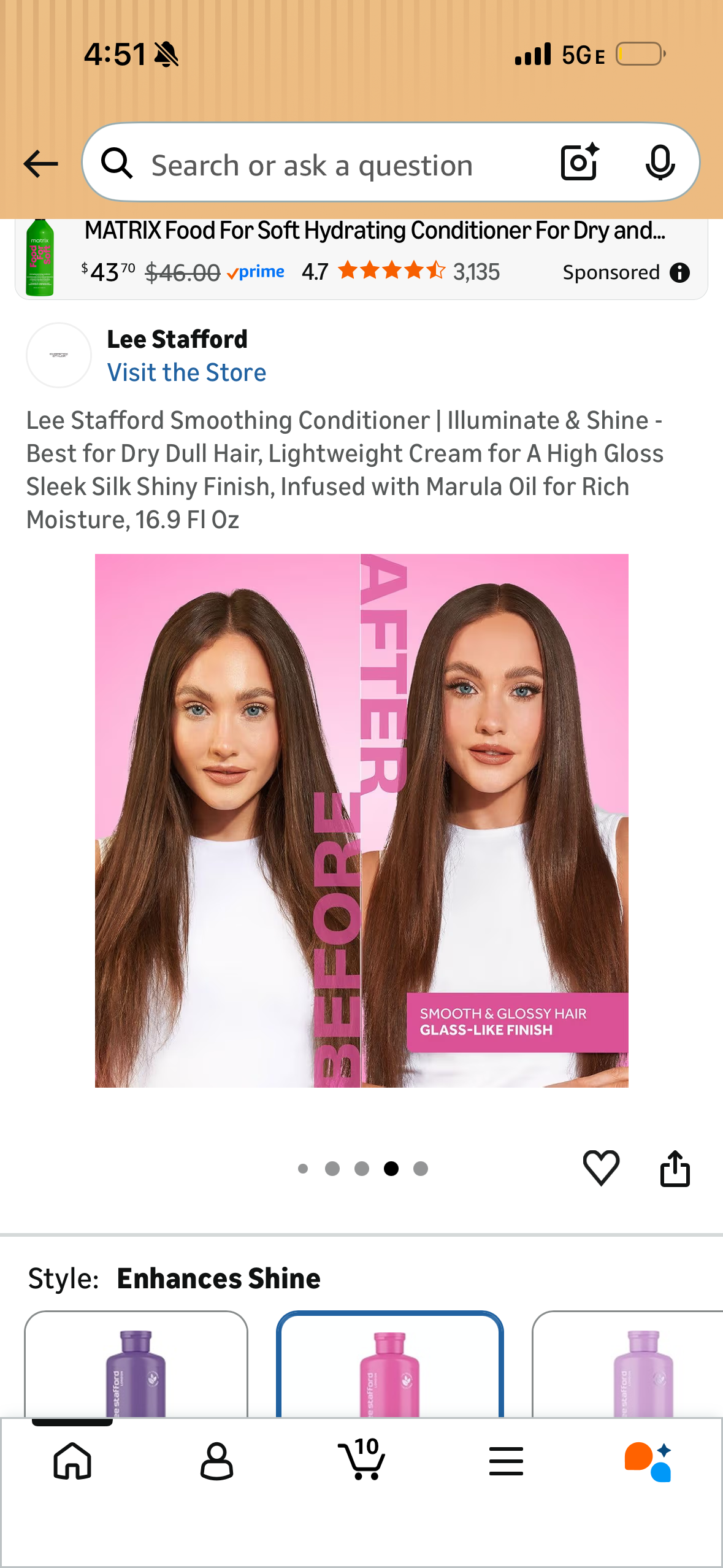 Lee Stafford Smoothing Conditioner | Illuminate & Shine - Best for Dry Dull Hair, Lightweight Cream for A High Gloss Sleek Silk Shiny Finish, Infused with Marula Oil for Rich Moisture, 16.9 Fl Oz